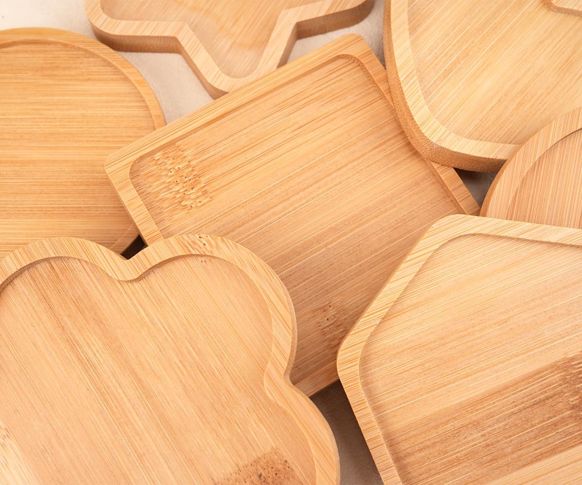 CHICSHIS 14pcs Mini Mixed Shapes Mosaic Bases Kit for DIY Mosaic Coasters, Wood Stained Glass Substrates for Crafts, Blank Wooden Tray Ideal for Home Decor and Handcrafted Glass Pieces Artworks