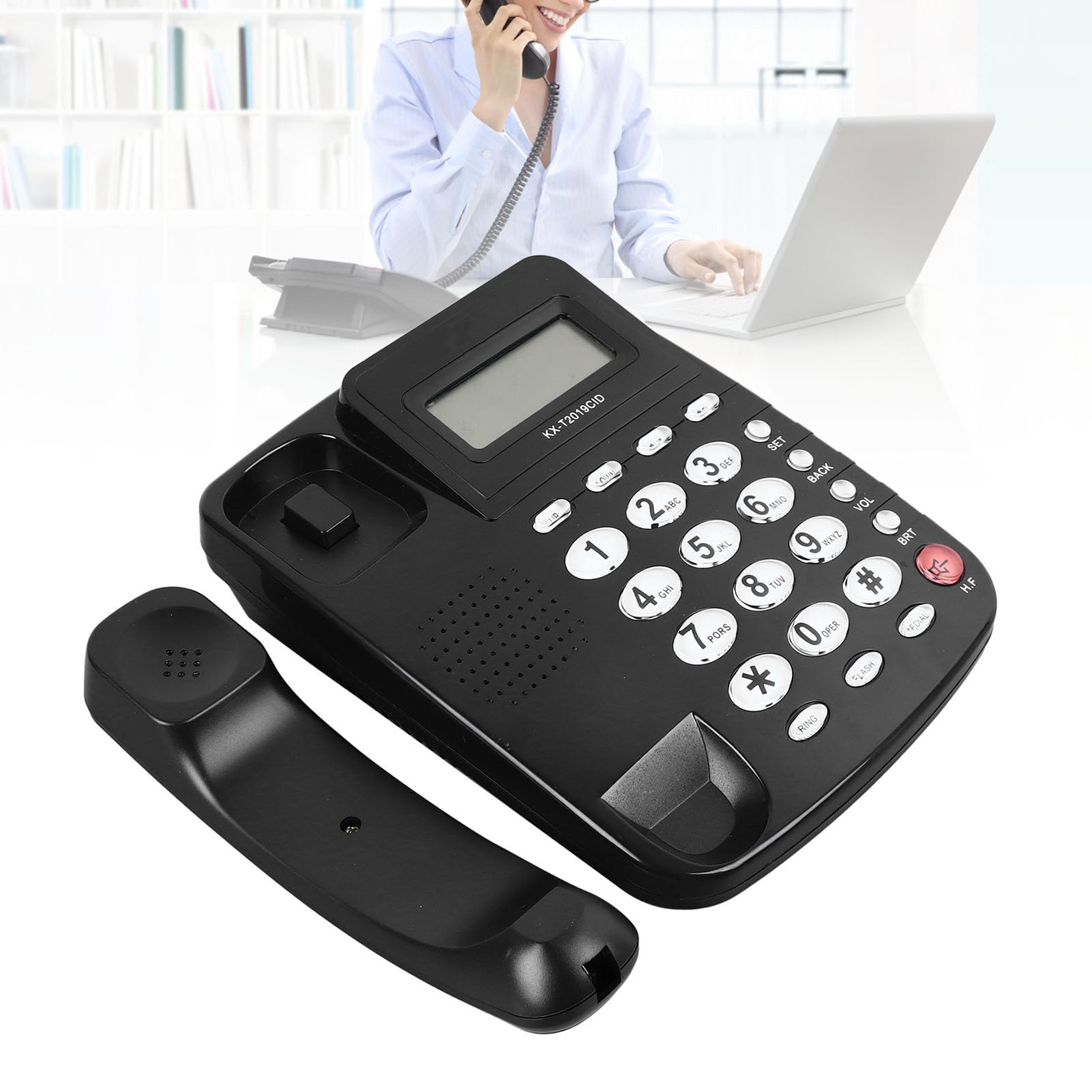 Telefono con Filo con Tasti Grandi, Telefono Fisso con Display ID chiamante, chiamate in Vivavoce Multifunzione, per Ufficio, Reception, casa, Hotel