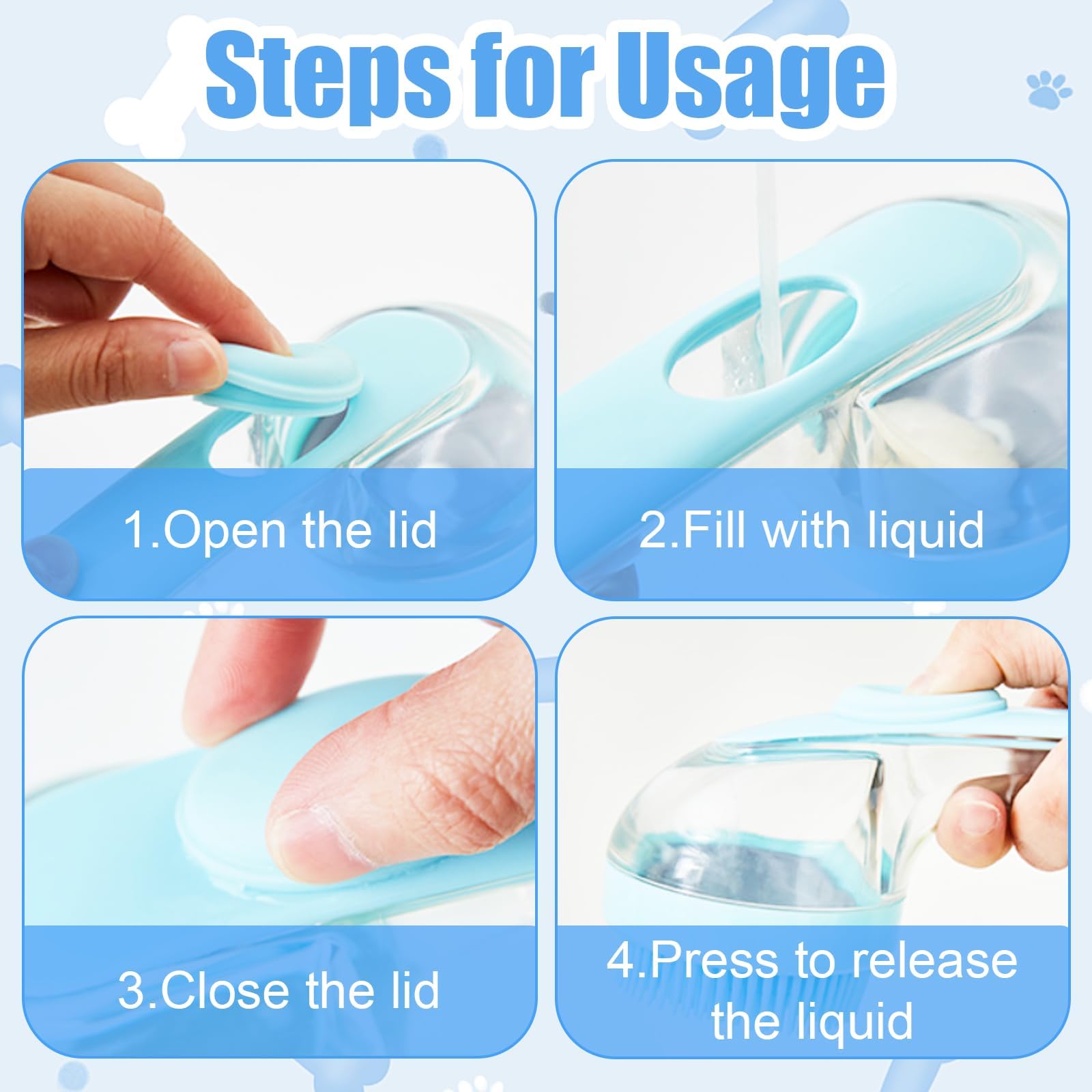 Spazzola da bagno per animali domestici 2 in 1, strumento di lavaggio per cani e gatti con dispenser di sapone, adatta per animali domestici a pelo lungo, pelo corto, morbido e ispido