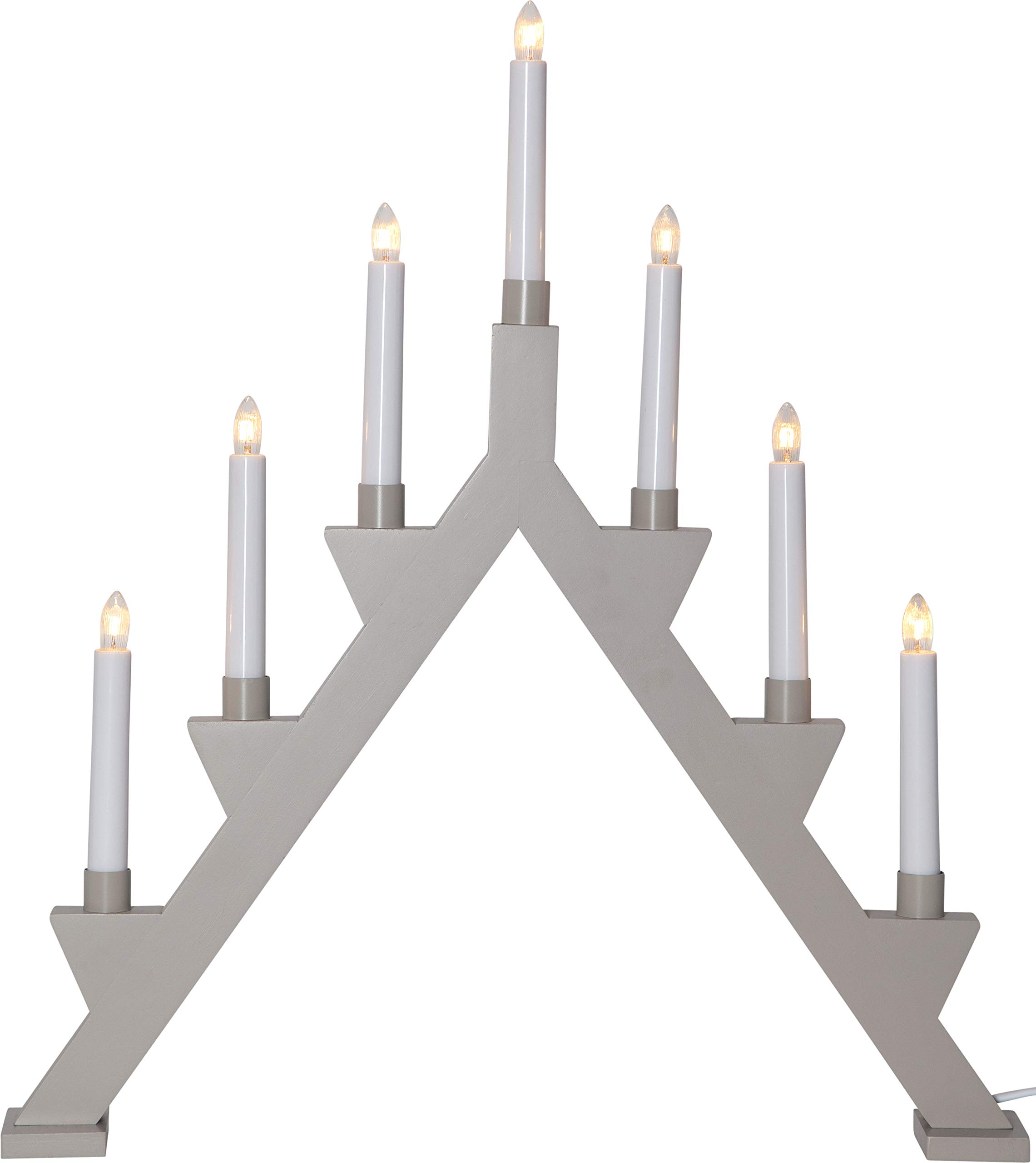 Star Fensterleuchter „Selma“, 5flammig, Weiß/grau - Skandinavische Weihnachtsbeleuchtung Fürs Fenster