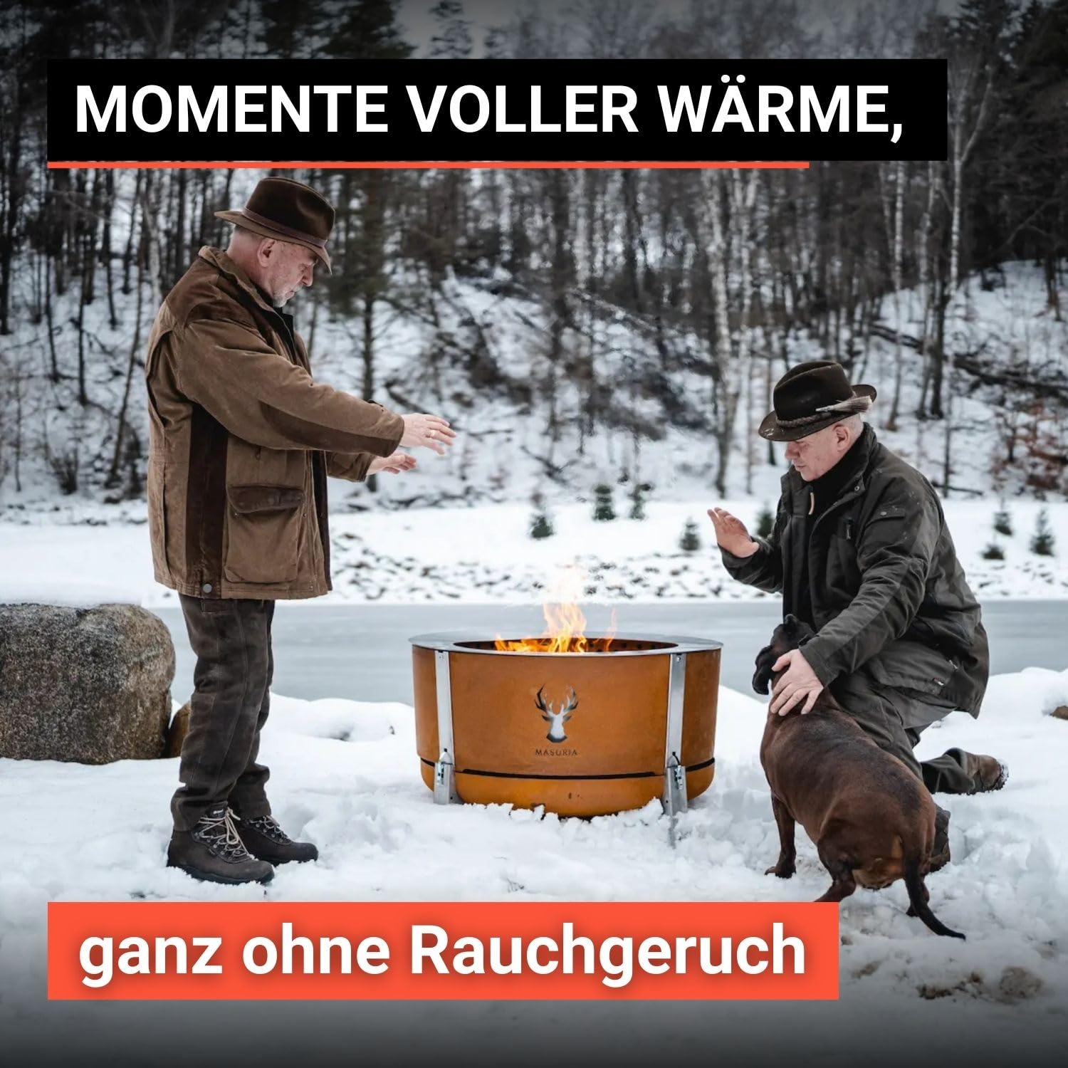 Masuria Rauchfreie Feuerschale 80cm Alpha 800 - Patentierte Rauchreduzierung bis zu 95% - Premium Feuertonne aus Edelstahl