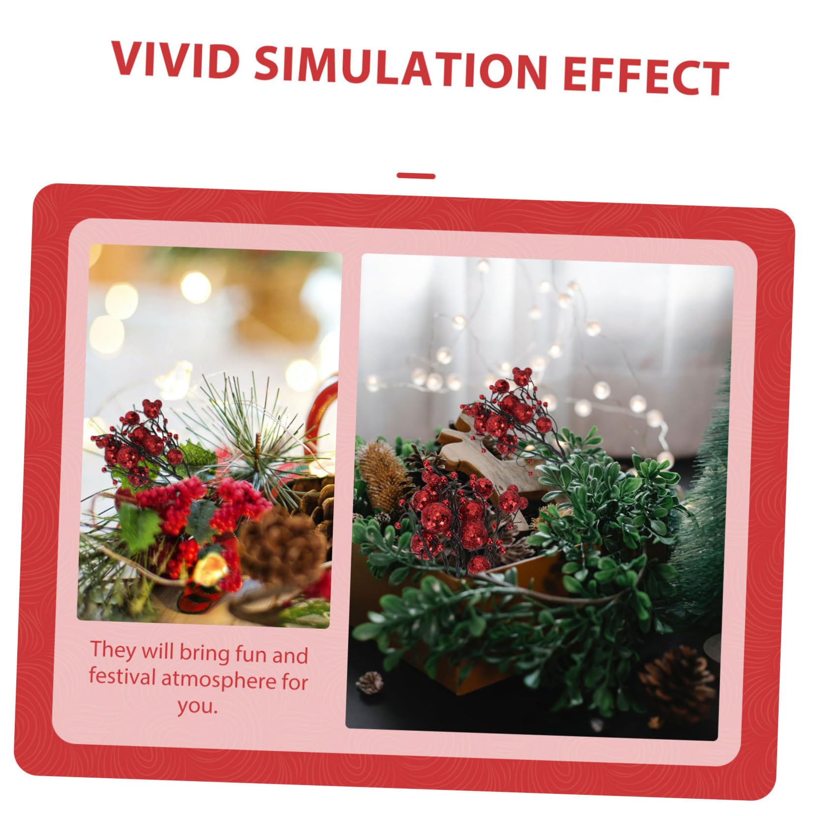 Amosfun 36 STK Beerenbündel Stecklinge Weihnachtliche Beerenpflücker Weihnachtsbeere Ornament Kranz Dekore Selber Machen Weihnachtsschmuck Simulation Beerenzweige Blaubeeren Rot Plastik