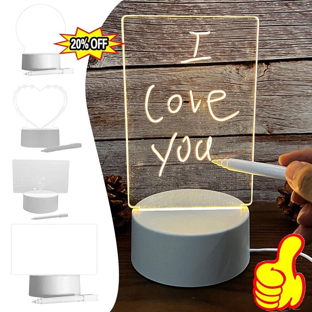 Led Tableau D'affichage De Veilleuse à LED, Tableau De Notes Acrylique Lumineux Transparent-Cadeau - Prix Pas Cher | CI