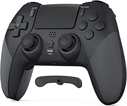LATEC Controller for PS4, Wireless Controller PS4 with Bluetooth, 2 Macro Programming Buttons, 6-Axis Gyro Sensor, Double Vibration, Touch Panel, Black