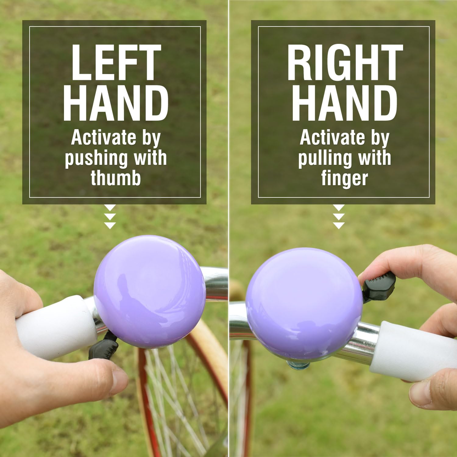 MARQUE Beach Cruiser - Timbre de bicicleta clásico para adultos y niños con sonido de anillo tradicional (morado)