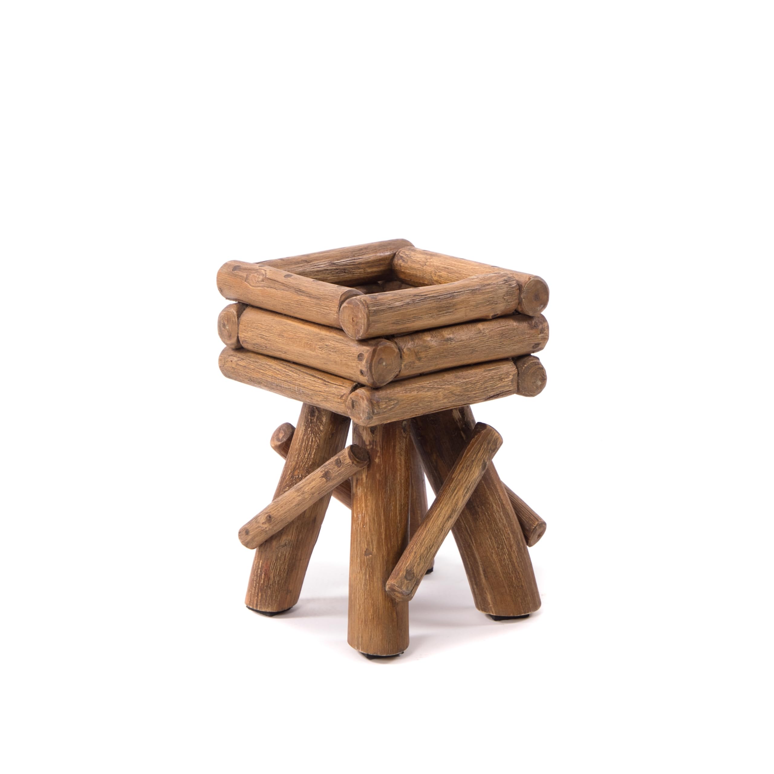 TABOURET à fleurs en bois Twist | teck | tabouret rustique, tabouret en bois, table de couloir, tabouret pour plantes, table basse, table dappoint, en bois de racine | dimension: petit