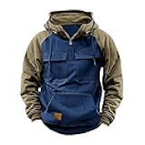 Tactical Hoodies for Men 2025 Quater-Zip Pullover Vintage Sweatshirt Casual Long Sleeve Cargo Hoodies with Pockets
