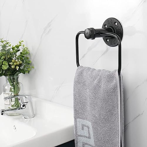 Miniatura 3 de NearMoon Juego de 4 piezas de accesorios de baño de tubería industrial, incluye toallero de 18 pulgadas, toallero, soporte de papel higiénico y