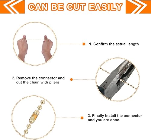 Miniatura 3 de uxcell Juego de cadenas de ventilador de techo de 13 pulgadas, 2 juegos de cadenas de ventilador de bolas con cuentas adorno con bombilla decorativa