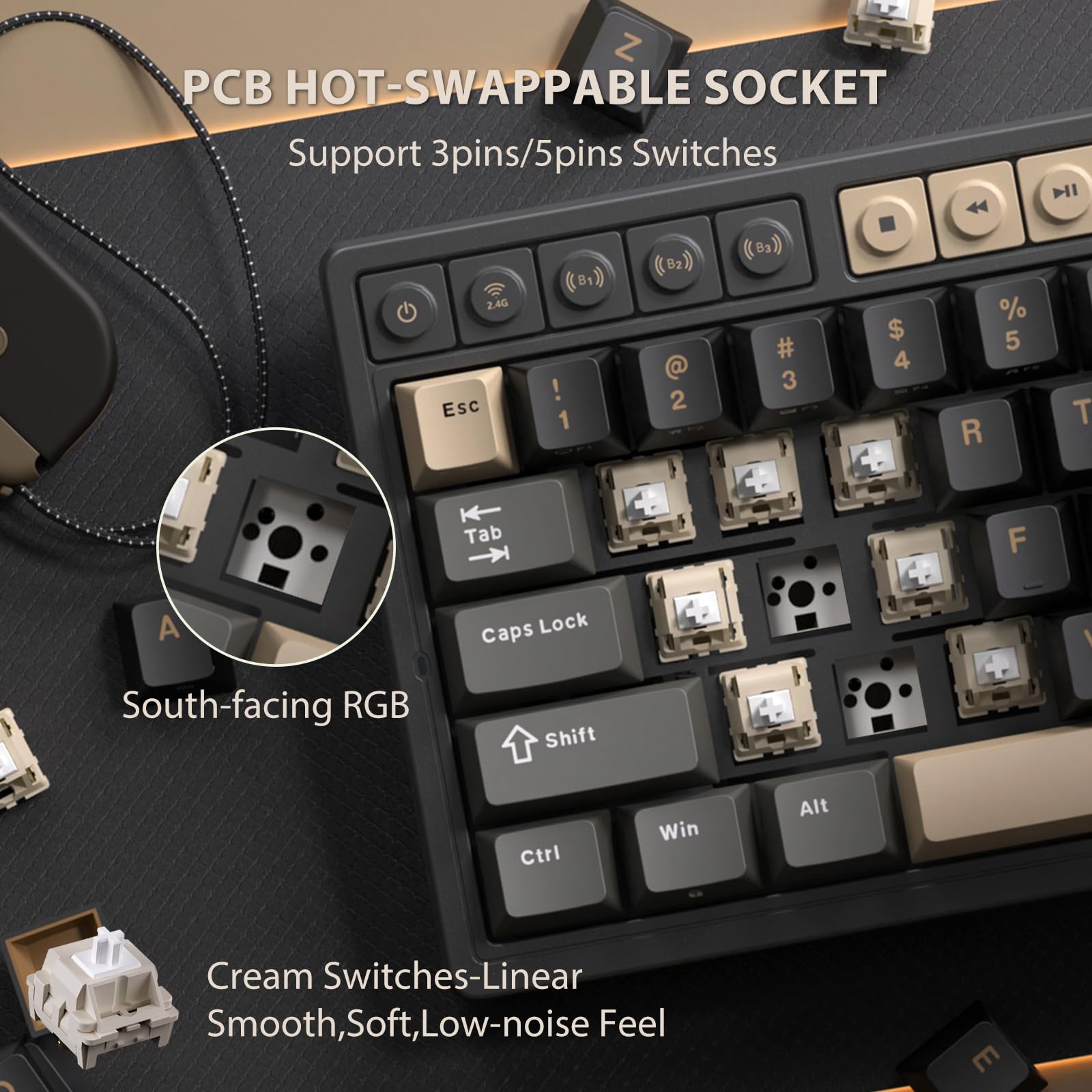 Amazon.com: RK ROYAL KLUDGE M65 Wireless Gaming Keyboard with