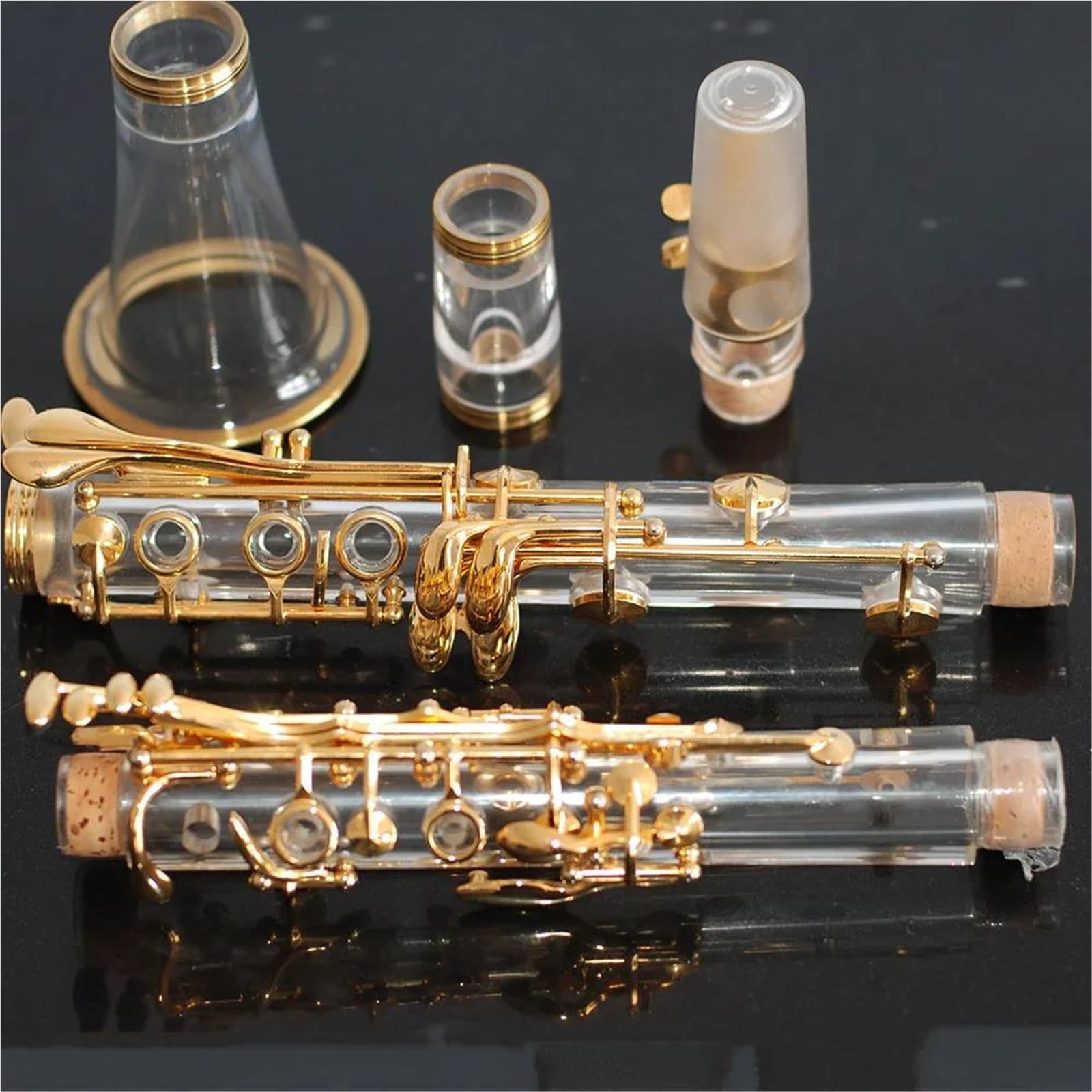 Clarinetto Clarinetto acrilico trasparente 17 tasti Sib placcato oro/strumenti a fiato per performance sul palco