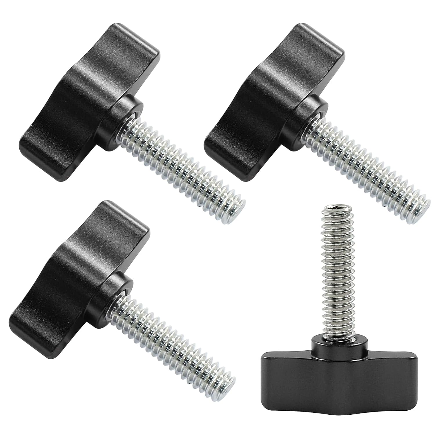 4 Pcs 1/4-20 x 1-1/4 Inch Thumb Screws, Black Aluminum Knobs