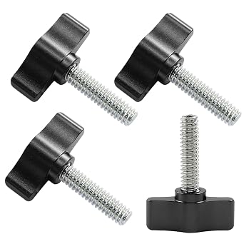 4 Pcs 1/4-20 x 1 Inch Thumb Screws, Black Aluminum Knobs