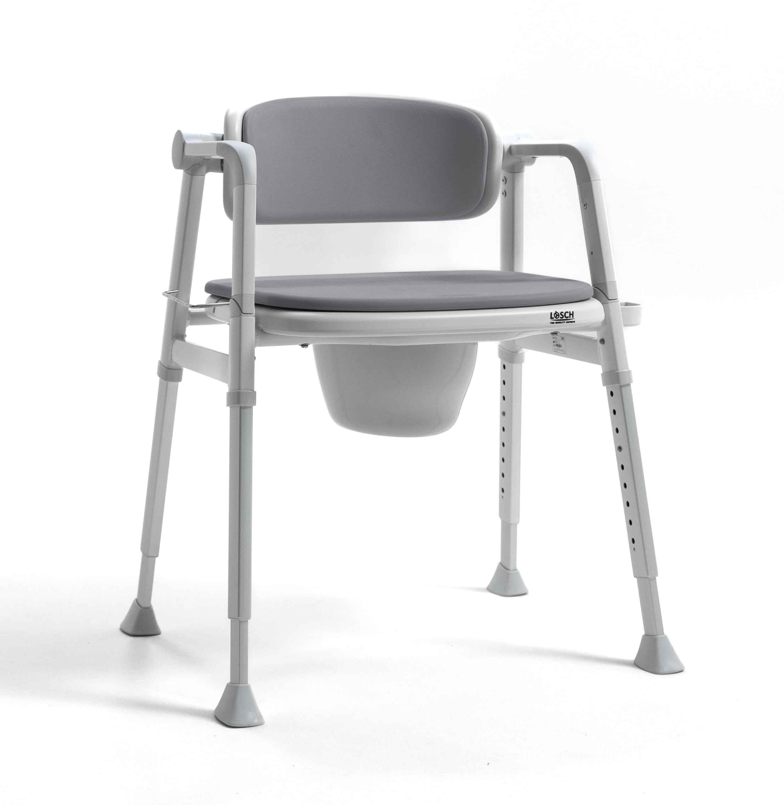 Toilettenstuhl mit Eimer & Armlehnen – höhenverstellbar, gepolstert & stabil bis 136 kg – Duschstuhl/Nachtstuhl für Senioren