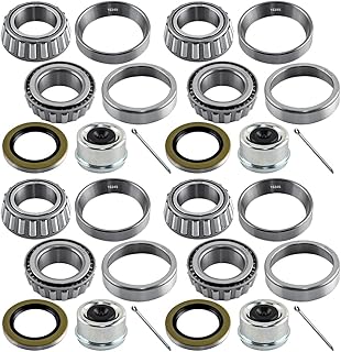 4 Sets 15123/245 25580/20 Trailer Bearing Kits for 5200-6000 lbs Axle, Trailer Axle Bearing Kit with 2.44” Dust Cap, Grease Seal, Cotter Pin, Rotating Quiet and High-Speed Trailer Bearing