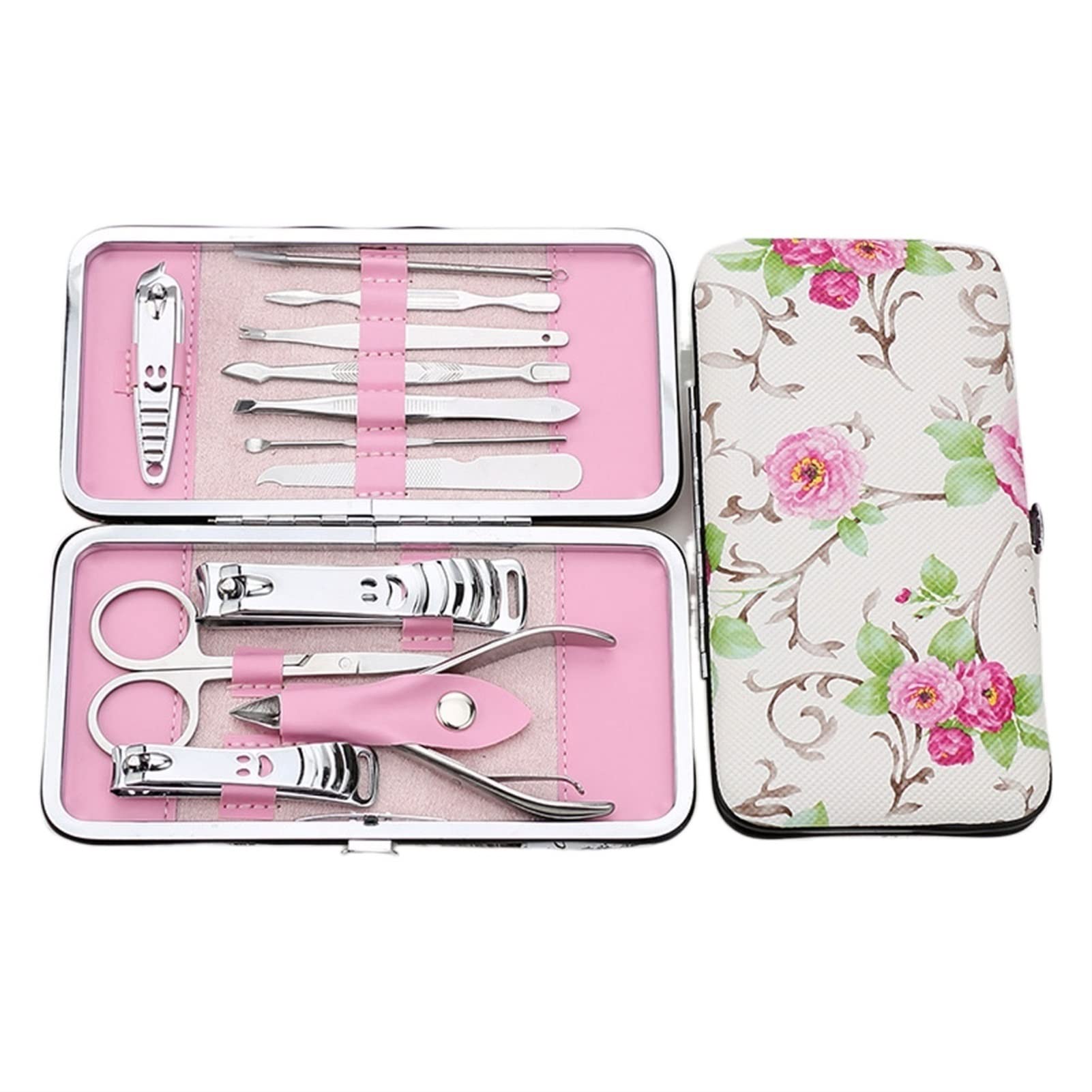 SaryEdge Manicure Set Professional Nail Clipper Kit- 12pcs/lot Manicure Set Professional with Case Stainless Steel Nail Clipper Cutter Trimmer File Scissor Pedicure Kit,