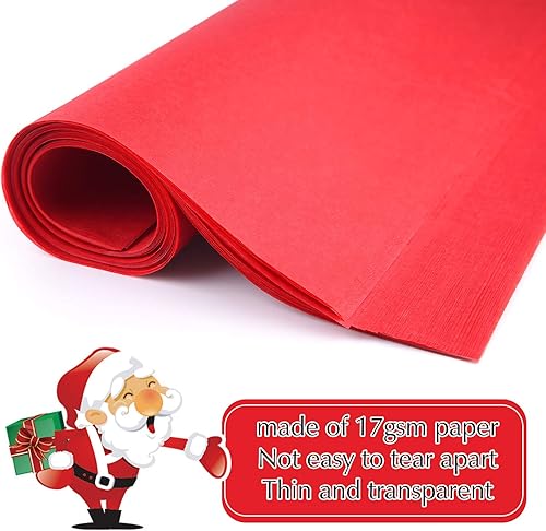 Miniatura 3 de MIAHART 60 hojas de papel de seda de Navidad de 19.7 x 13.8 in, papel de regalo de Navidad para bricolaje y manualidades, bolsas de regalo (rojo)