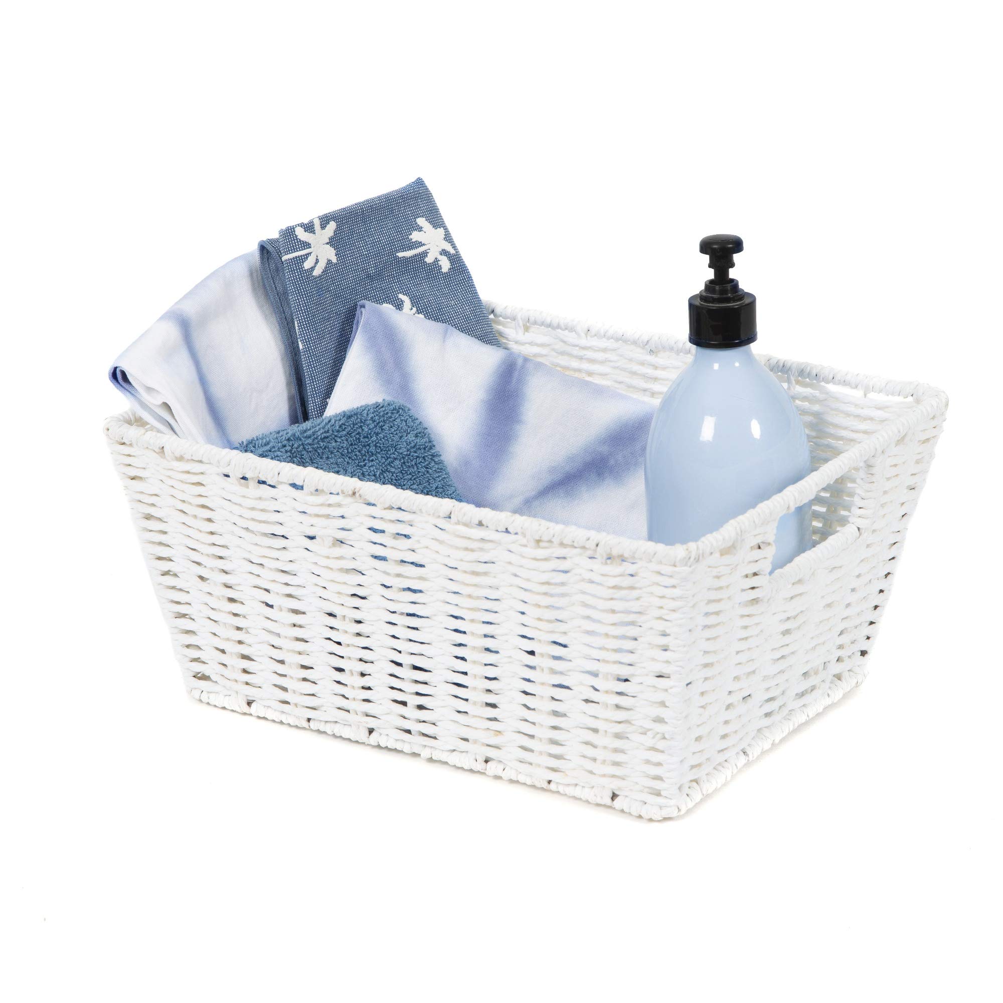 Compactor Etna Cesto Rettangolare in Carta Intrecciata a Mano, Bianco, 31 x 24 x H. 14 cm, RAN6544