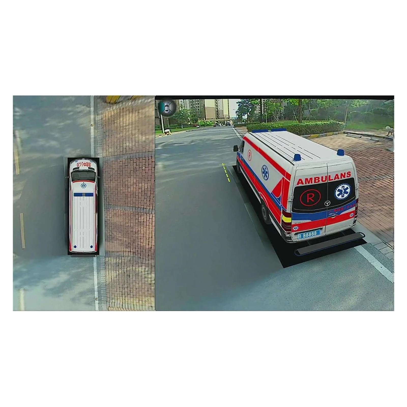 Bus RV 360°-Surround-View-Kamerasystem 360 Bird's Eye Seamless View 3D 1080P-Recorder für Krankenwagen(128usb version)