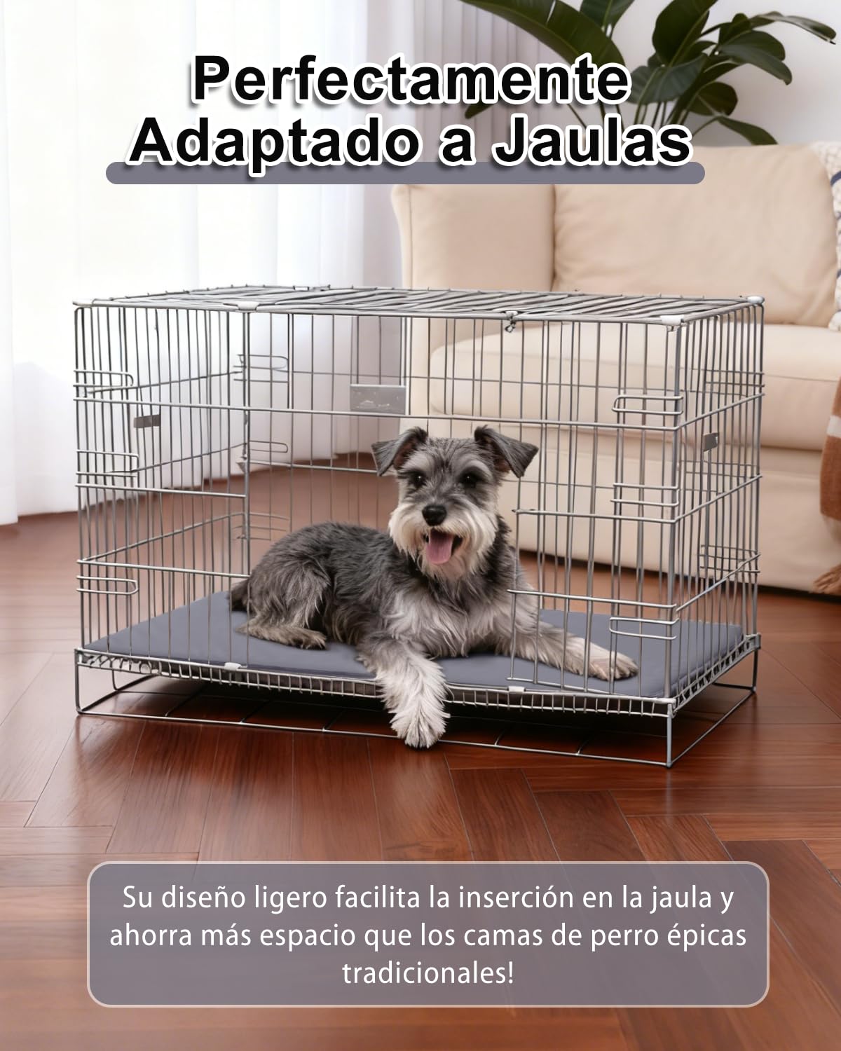 Cama Perro Pequeño Impermeable-60x45 cm, Alfombra para Perros en Cuero Artificial, Colchón Lavable & Fácil de Limpiar,Exterior Portátil & Compacto Tapete Perro,Interior & Viaje, Gris — view 7