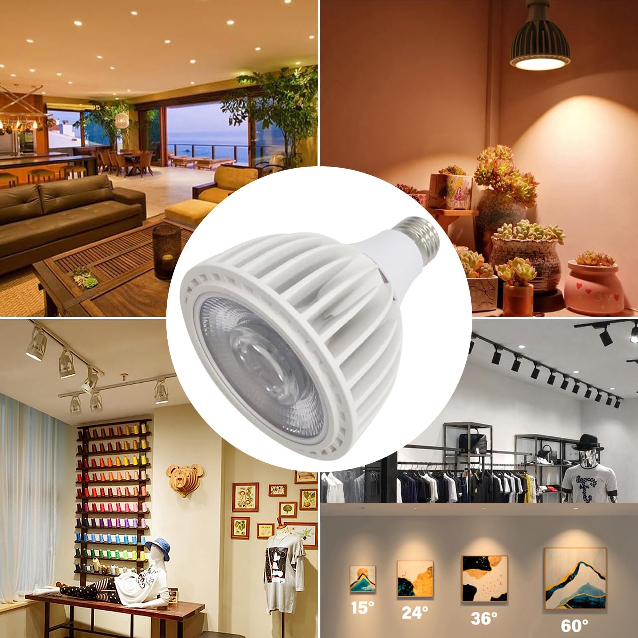 PAR30 Spotlight LED-Glühbirne, 40 Watt COB (300 Watt Äquivalent), 4000 Lumen, dimmbare Glühbirne, E27-Sockel, AC 220–240 V, PAR30 Flutlicht-Einbau-Glühbirnen (6 Stück)