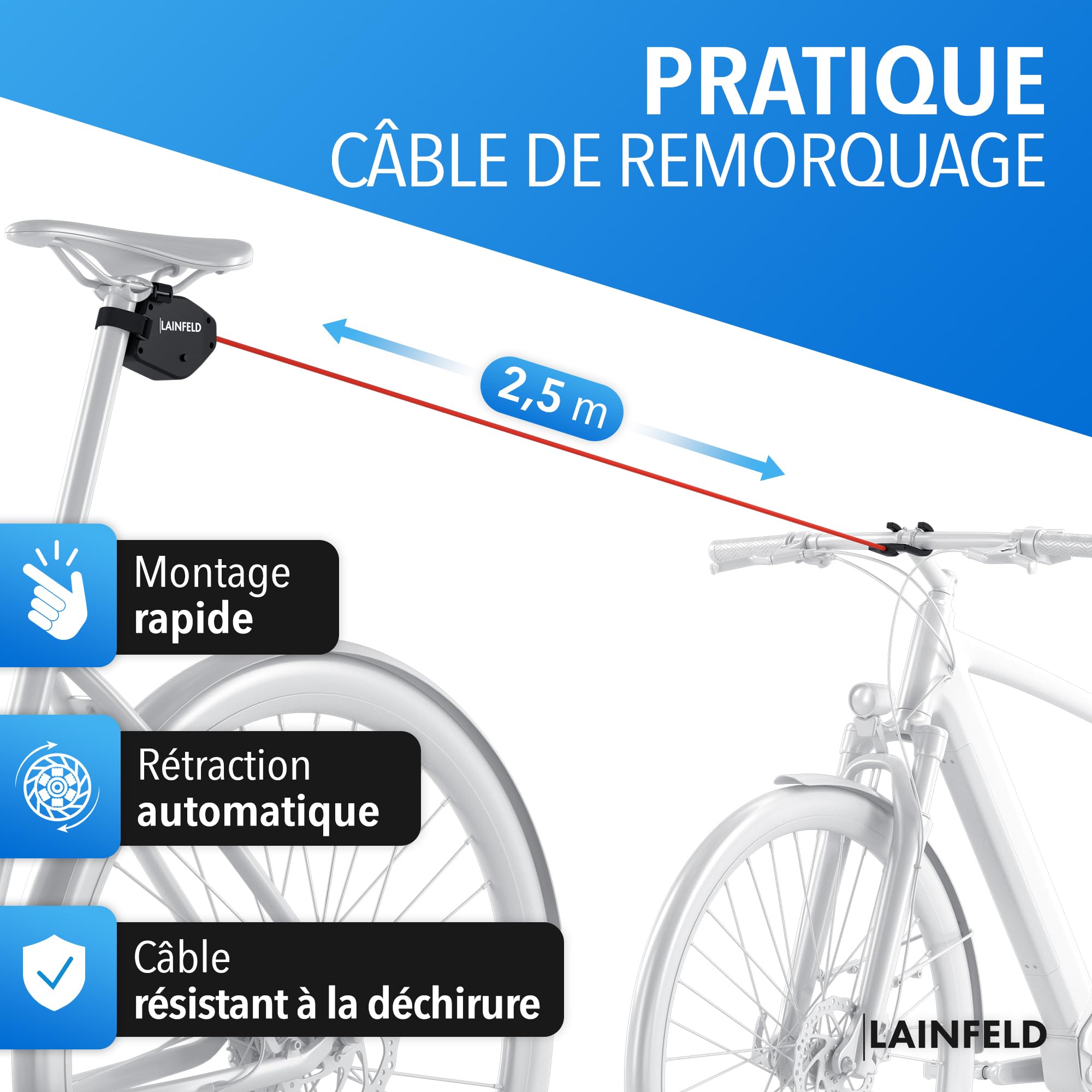 LAINFELD Câble de remorquage pour vélo