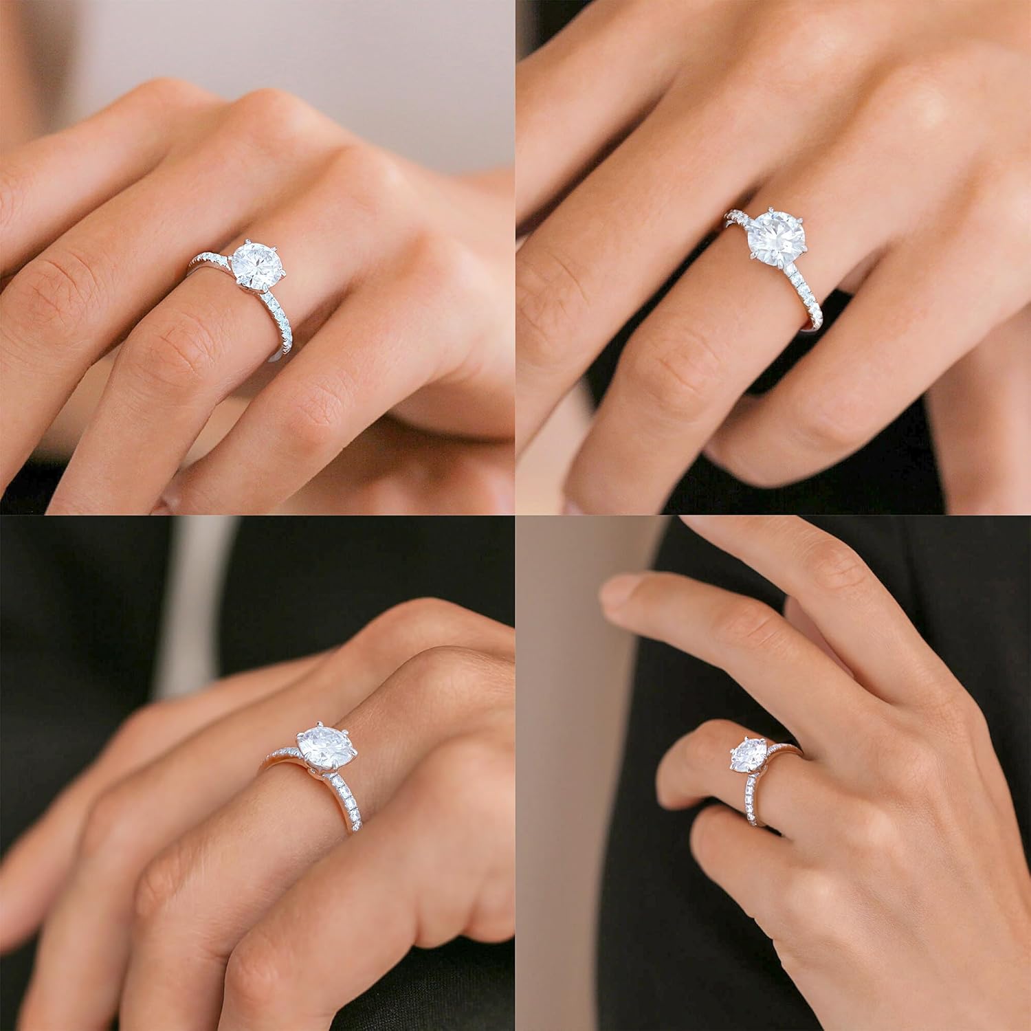 MOOSEA 2CT Moissanite Engagement Rings for Women Wife, 925 Sterling Silver with 14K White Gold Plated Promise Ring Her Moissanite Rings for Women Engagement Wedding Gifts - Image 5