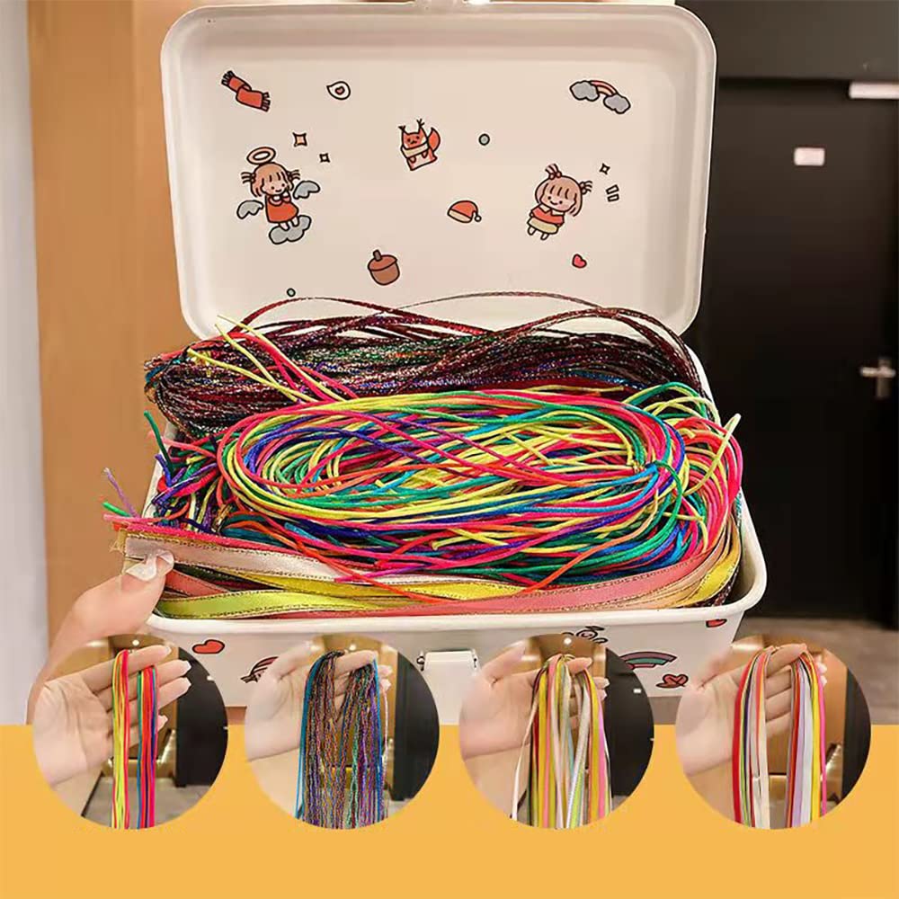M&J&DELEE M&J 100Pcs Braided hair bands, colorful dirty braids, hair ropes, male and female headdresses, tying hair rope ribbons for High ponytail, braided hairstyle(Not including box)