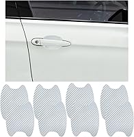 Vista 20 de Ziciner 4 calcomanías para manija de puerta de automóvil, textura de fibra de carbono, películas protectoras para manija de puerta automática