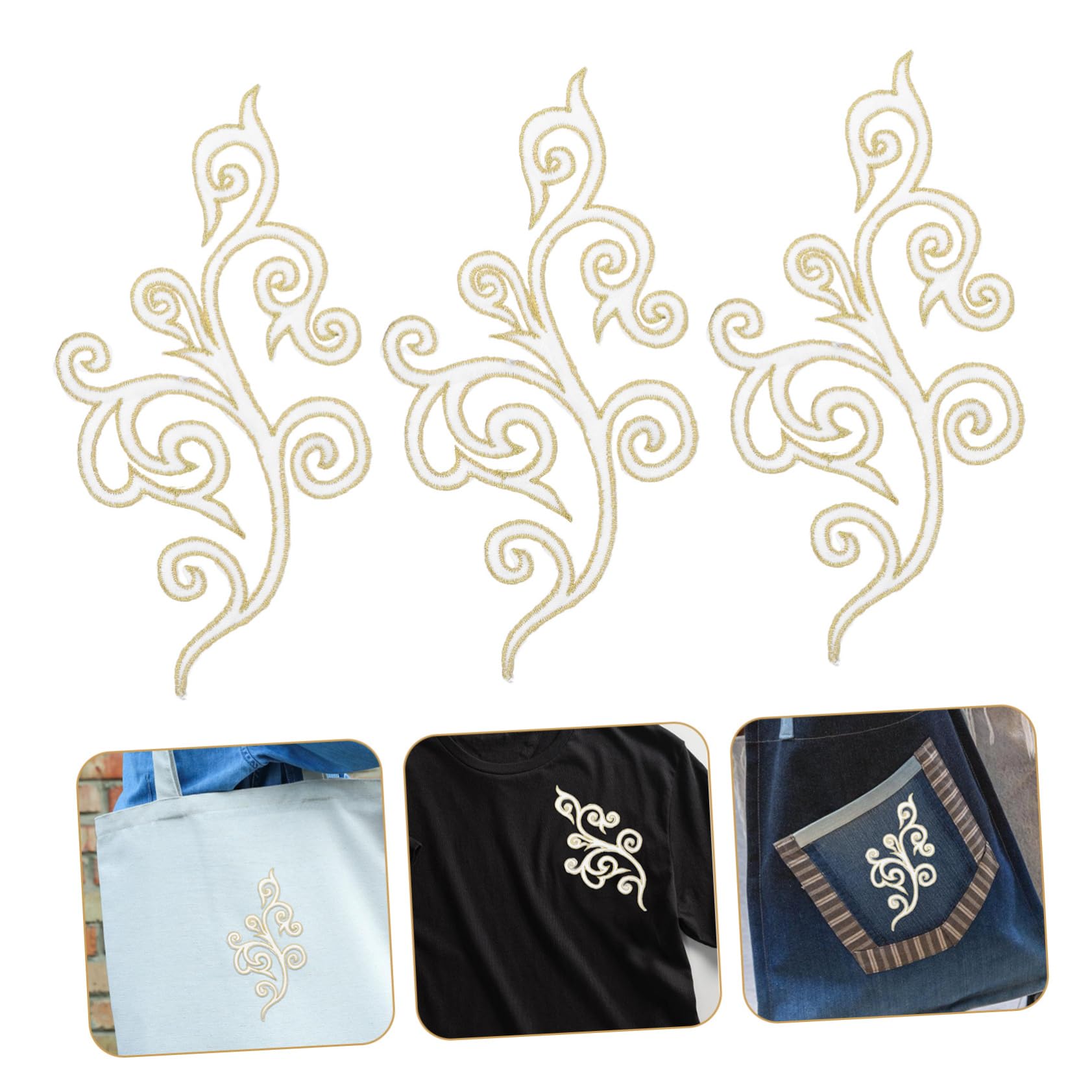 Kleiderapplikationen, Gestickte Blumen-Stoffaufnäher(White)