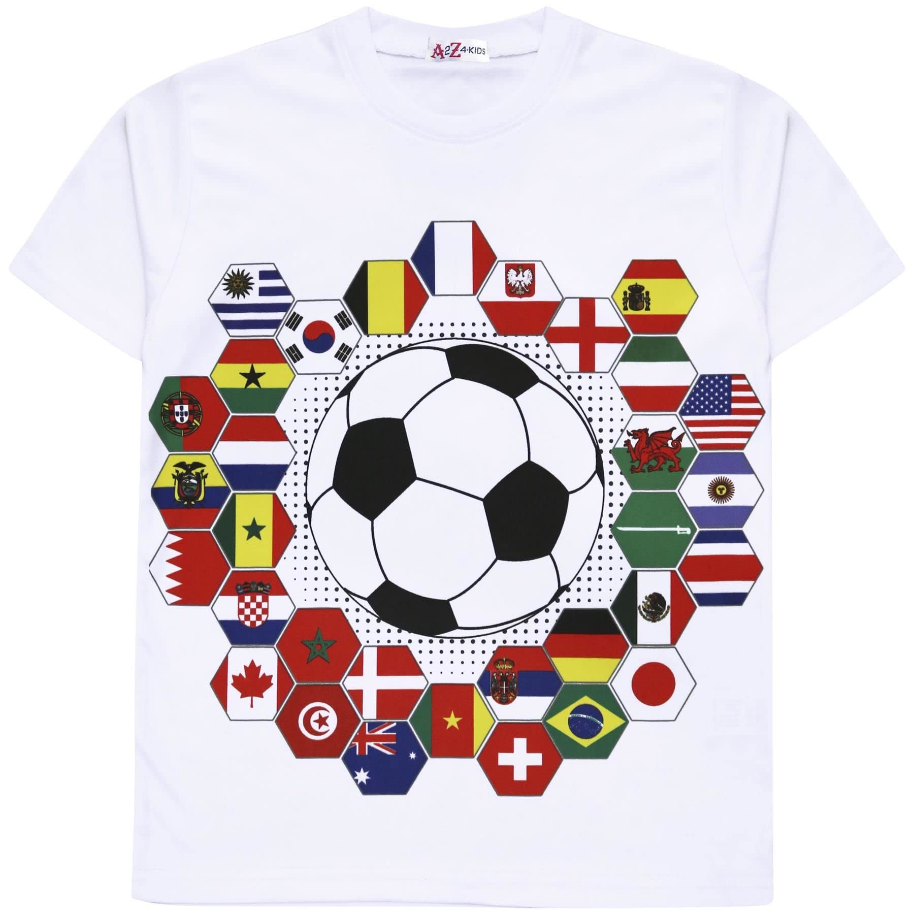 A2Z 4 Kids Girls Boys T Shirts International Football World Cup T-Shirt Soft Feel Soccer Team Short Sleeves Tank Top Tees for Children Street Parties T-Shirt Age 5-13 Years - 1