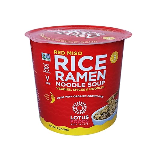 Lotus Foods Taza de sopa de fideos ramen de arroz Miso rojo, 2 onzas
