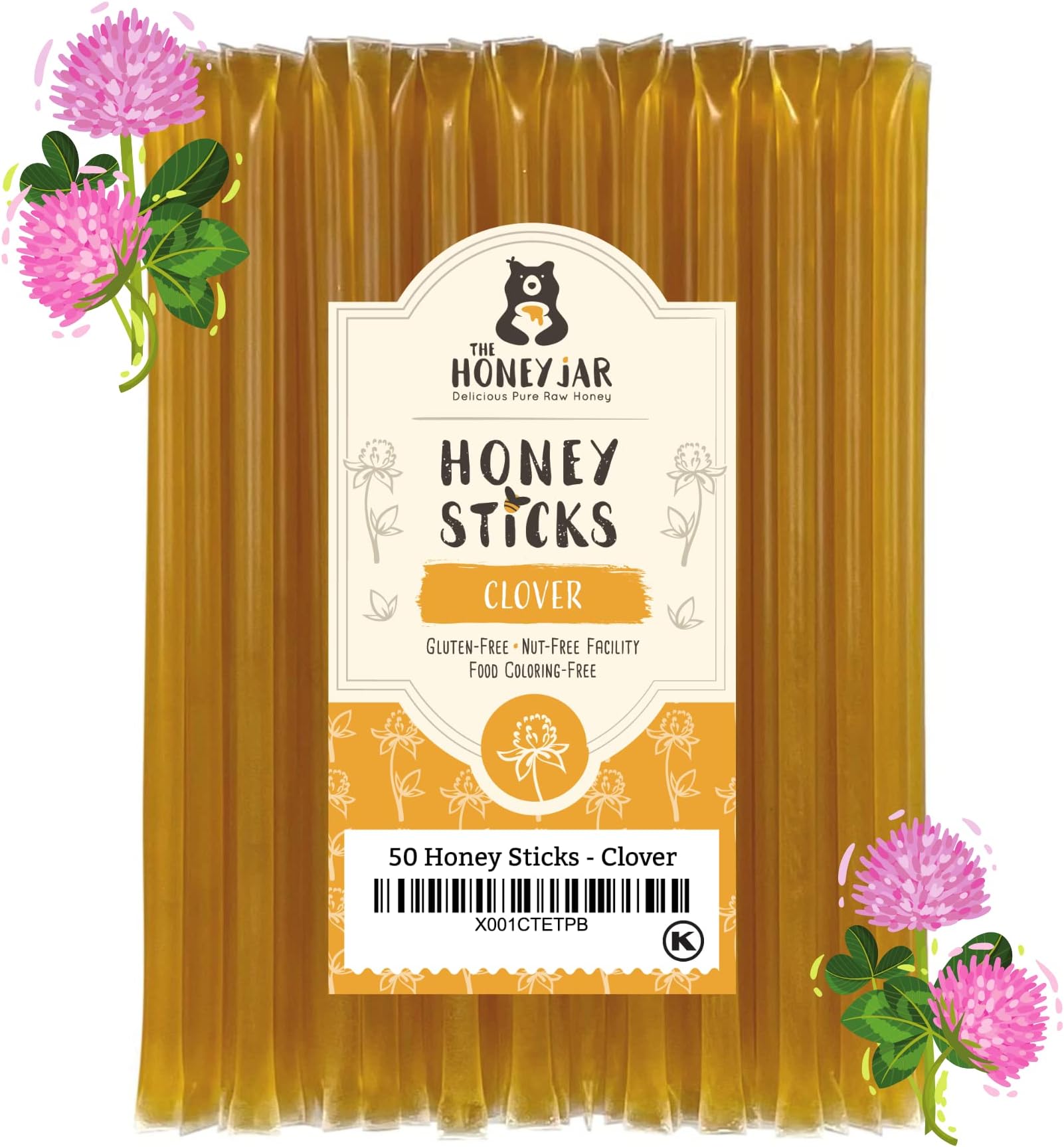 Plain Honey Sticks - Pure Honey Straws For Tea, Coffee, or a Healthy Treat - One Teaspoon of Flavored Honey Per Stick - Made In The USA with Real Honey - (50 Count)