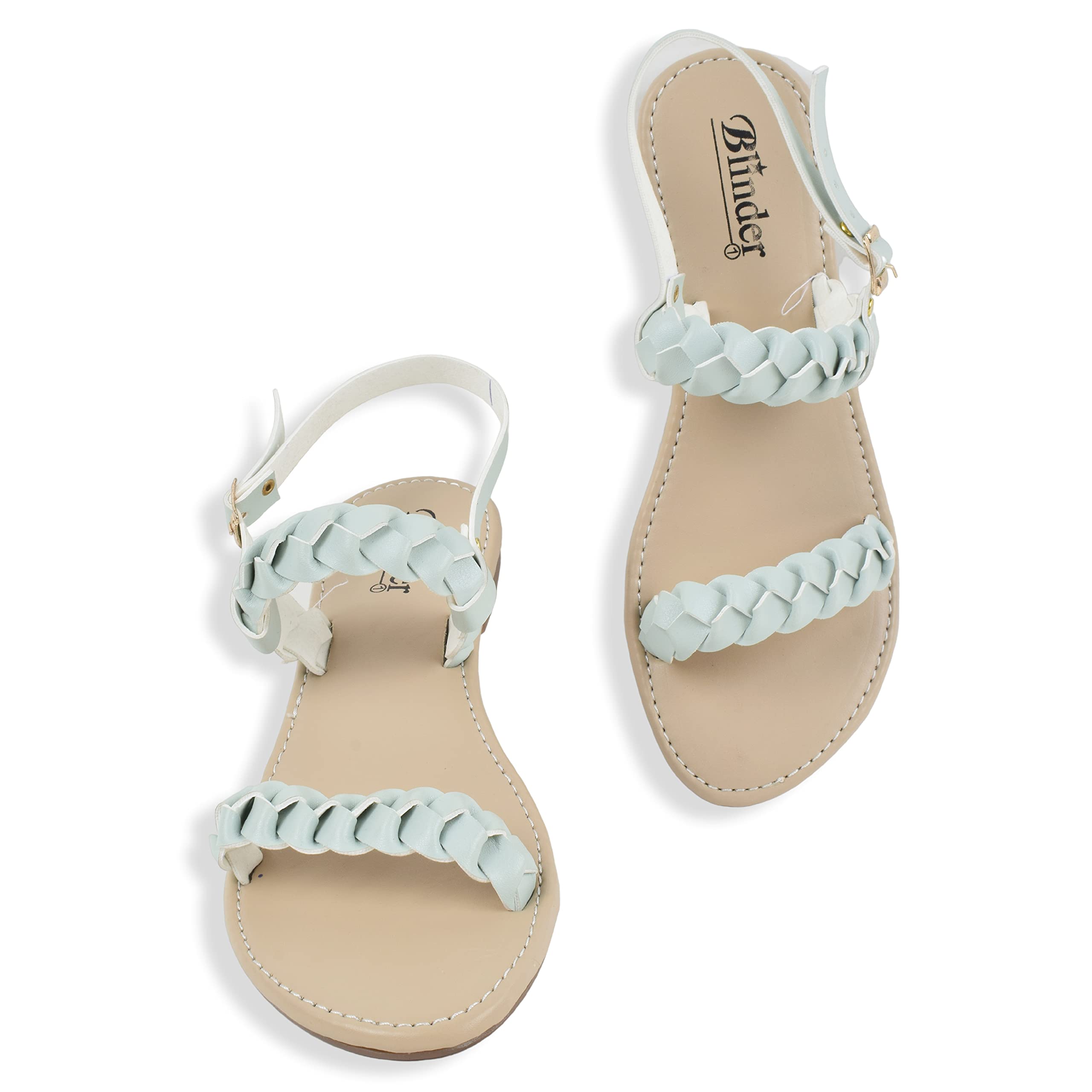 Blinder Pista -light green Flat Sandals for Women Girls Stylish with Buckle Sandals (B0BTJ4MP2D) Amazon Price History, Amazon Price Tracker