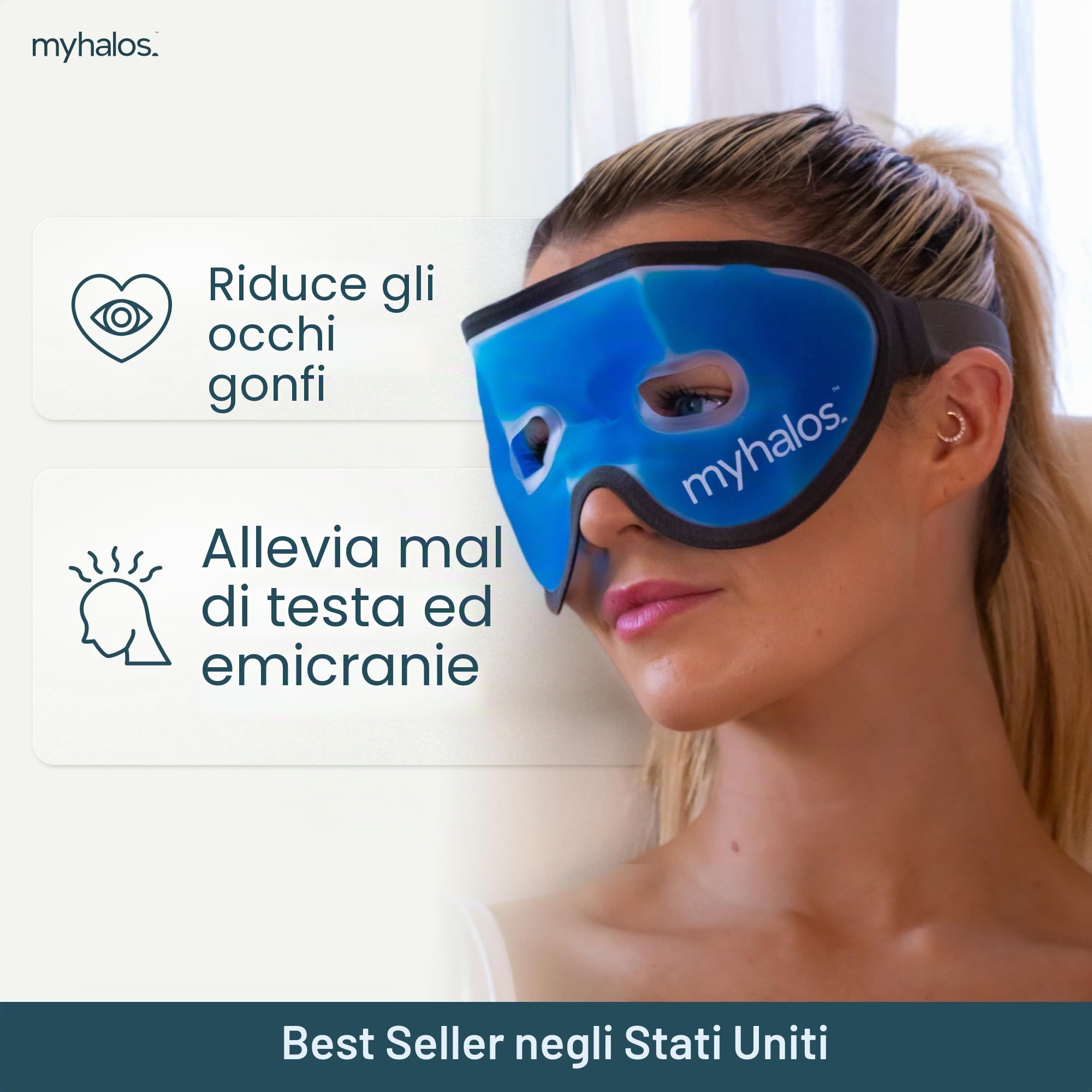 Maschera Occhi Gel Freddo Riutilizzabile – per Termoterapia a Caldo e a Freddo - Ghiaccio Viso per Occhi Gonfi, Stanchi, Mal di Testa, Hangover, Emicrania