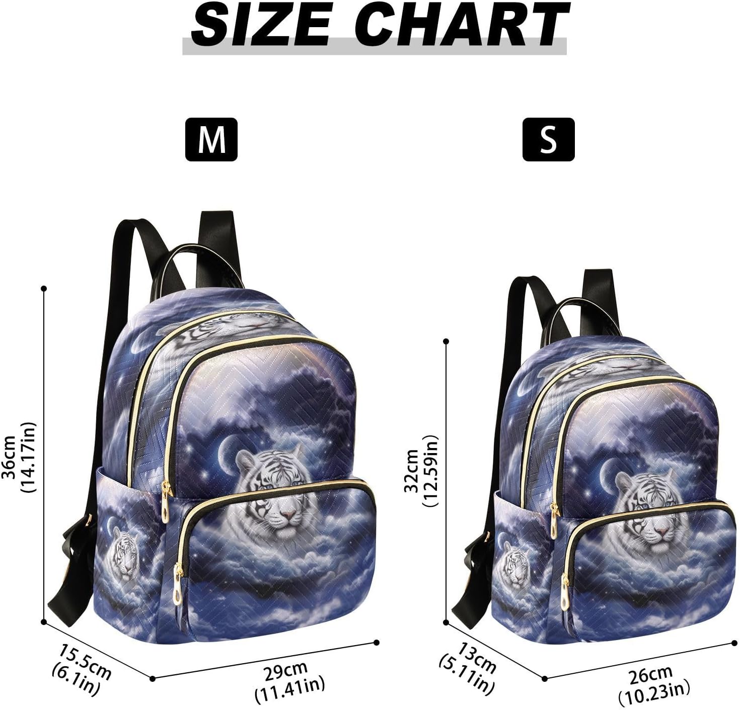 ALAZA Cute Tiger Moon Purple Night Small Backpack Purse for Women Travel Bag Lightweight Shoulder Bag Fashion Daypack