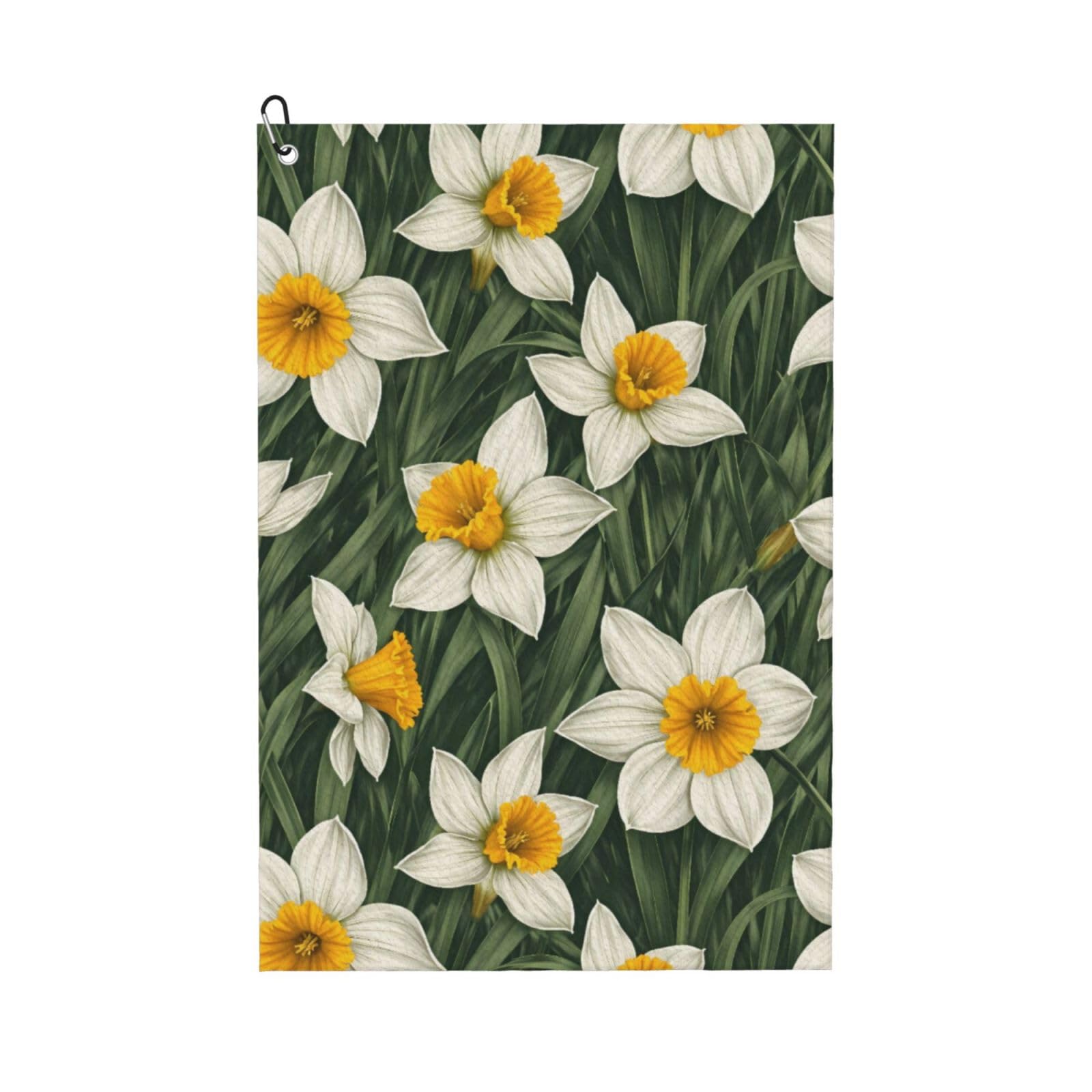 Oudrspo Fresh Aesthetic Daffodils Print Multi-Functional Golf Towel | Absorbent Quick Drying 16x24in