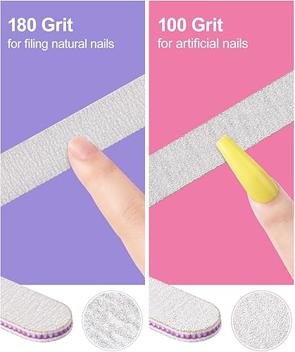 Miniatura 5 de MORGLES Kit removedor de cutículas, lima de uñas 100180 y bloques de pulidor de uñas, 1 aceite de cutícula rosa y herramientas profesionales de