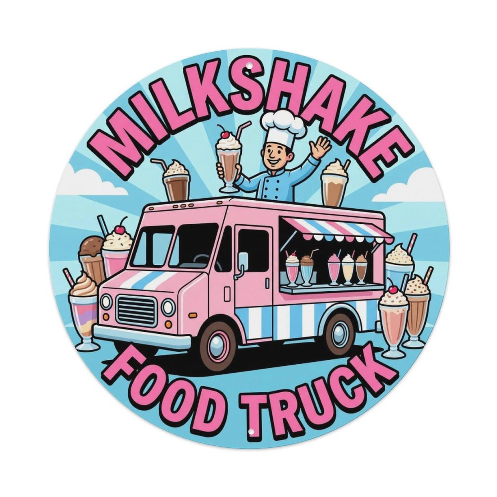 USA Milkshake Food Truck Heritage Cuisine Illustration Metal Tin Sign