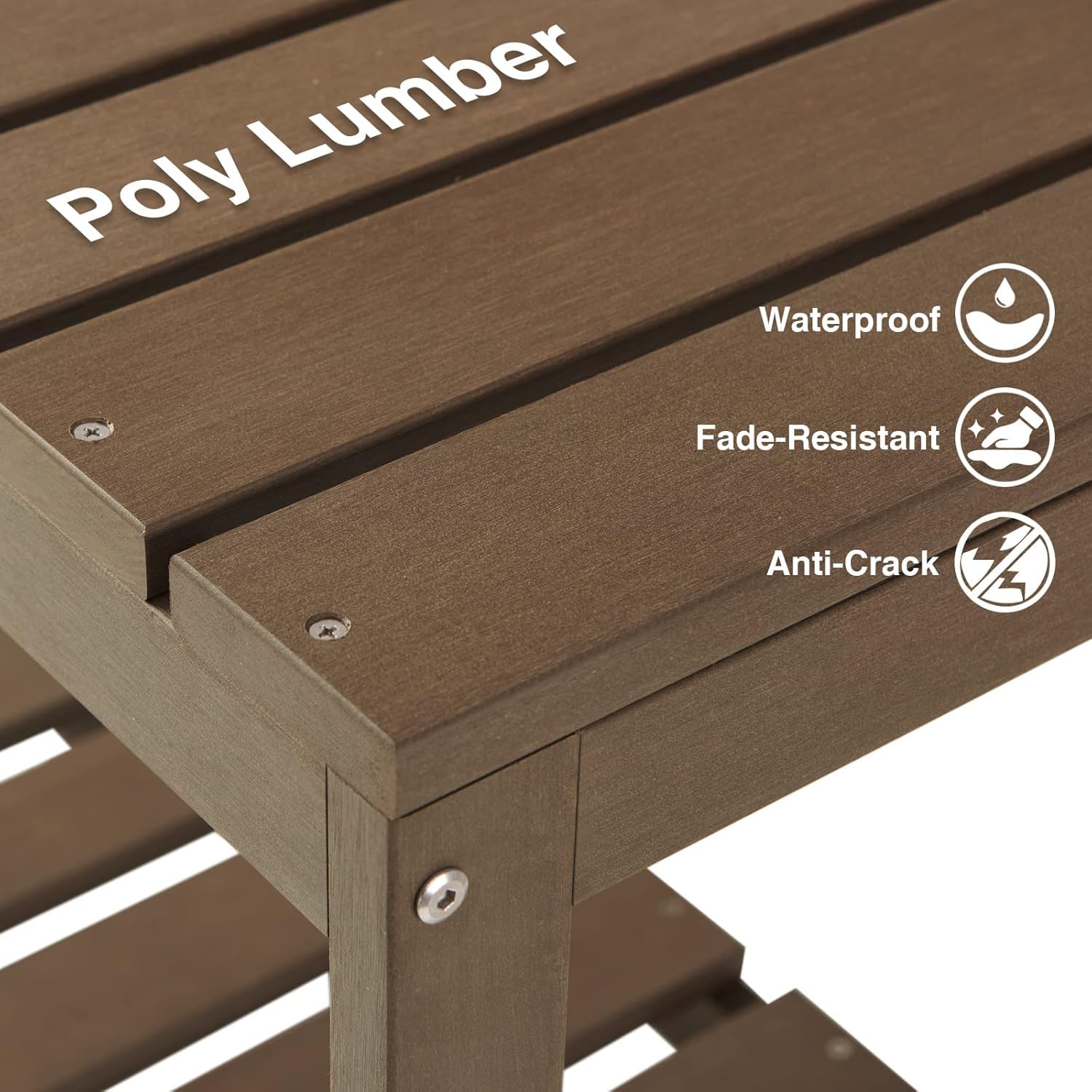 Efurden Mesa de banco para macetas, mesa para macetas al aire libre hecha de madera de polietileno, mesa de jardinería y estación de macetas, color marrón