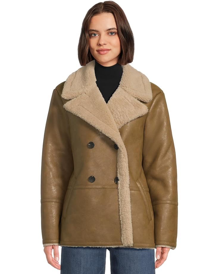 Avec Les Filles Faux Shearling Peacoat - Main View