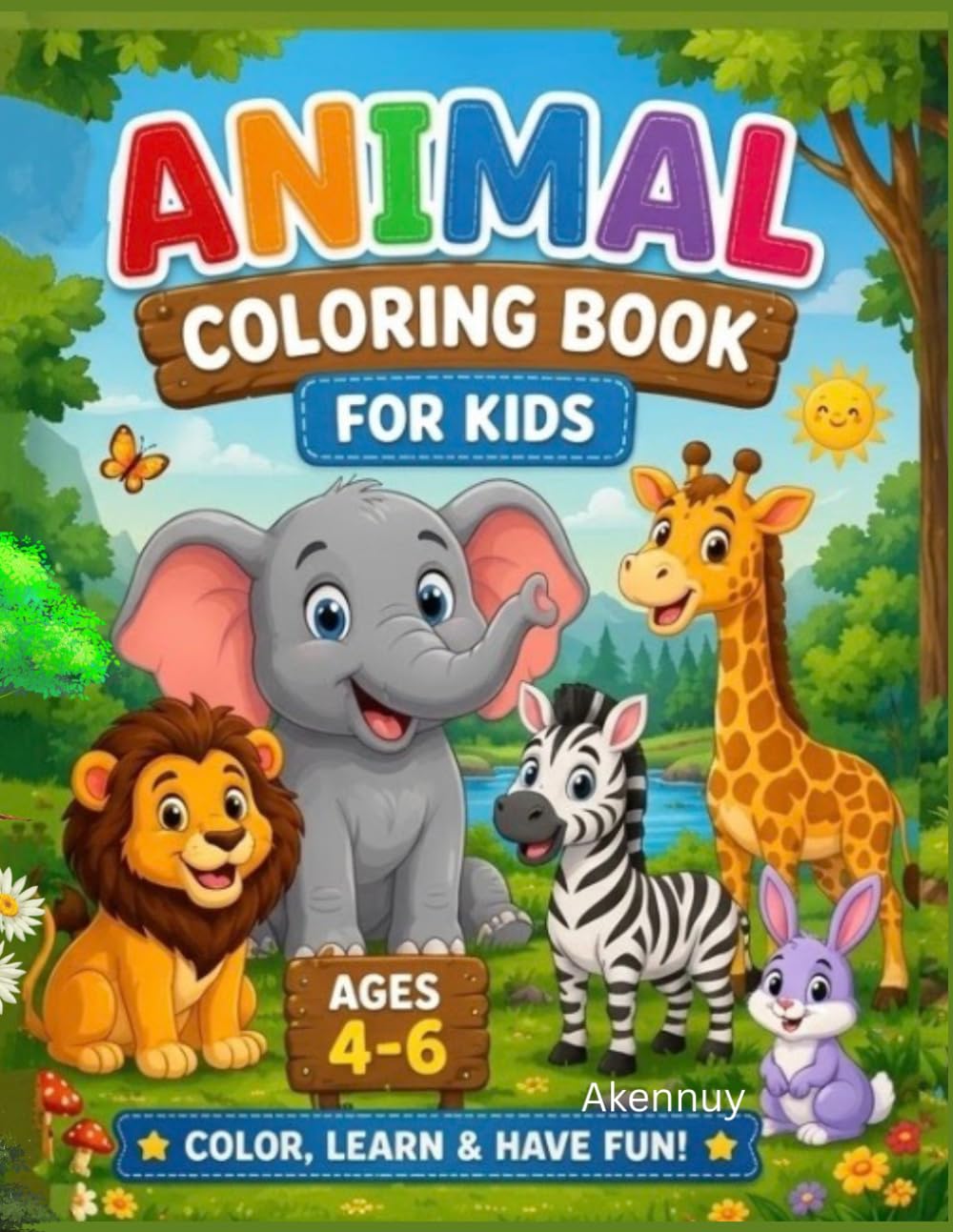 Animal coloring book for kids: Fun & learning, Ages 4-6 , Color , learn & have fun!