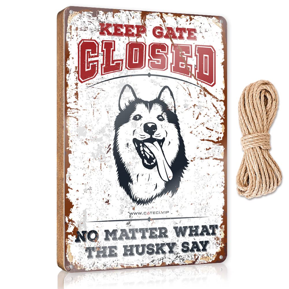 Dtha One Color Signs And Plaques Keep Gate Closed No Matter What The Husky Say Wooden Sign Home Decor Farmhouse Fall Door Decor(15X28cm)