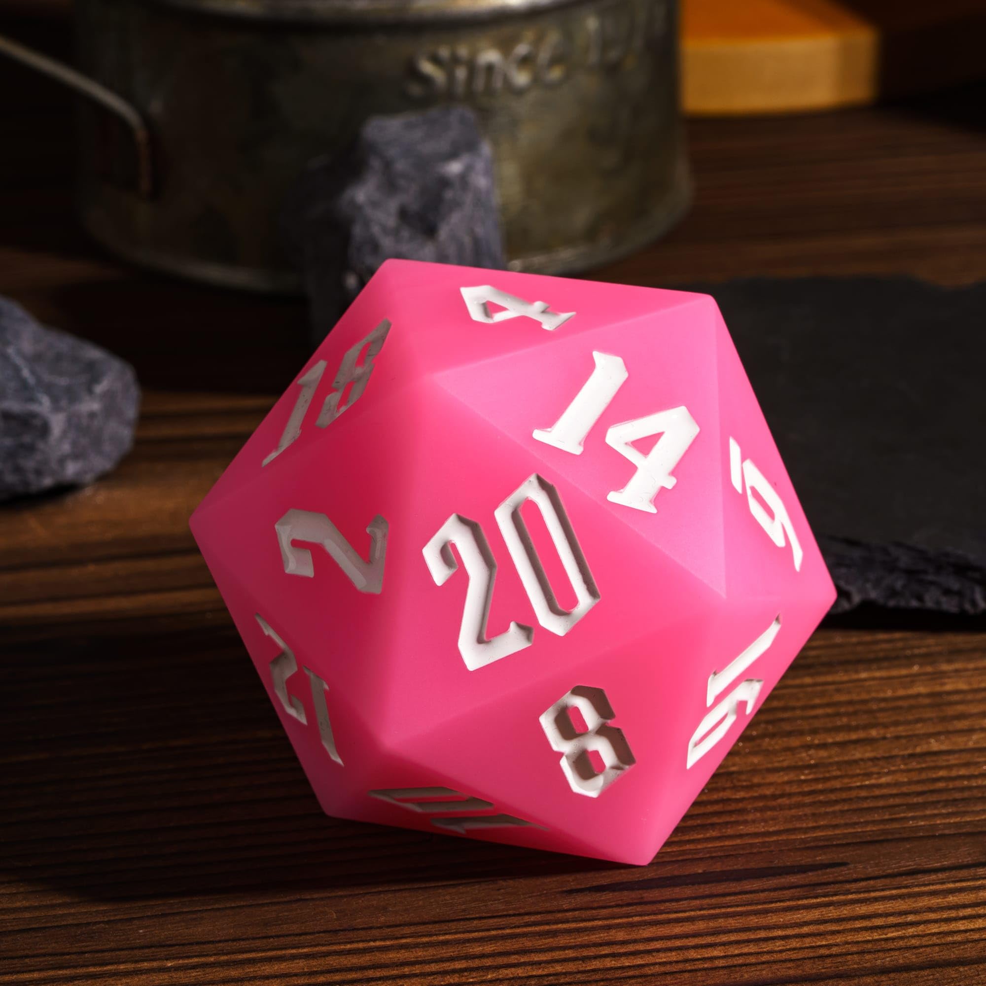 Dados DND de silicona D20 de 55 mm, brillan en la oscuridad, grandes D20 de 20 caras, dados poliédricos gigantes D20 con caja de regalo de dados para Dungeons and Dragons RPG, bar, pub, club,