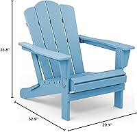 Vista 3 de KINGYES Silla plegable estilo Adirondack, sillas de patio resistentes a todo clima de HDPE, silla de césped con textura de madera para junto a