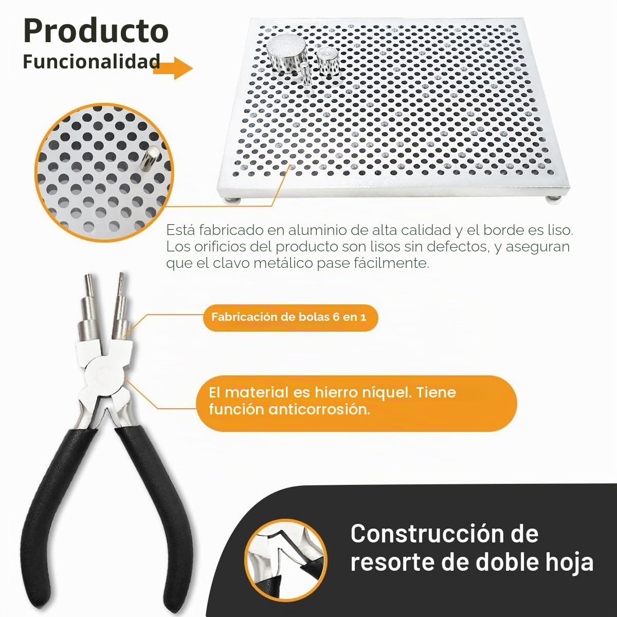 Hobbyworker Herramienta de plantilla de doblado de alambre con alicates de flexión 6 en 1: fabricación de fianzas, bucle, fabricación de joyas y envoltura