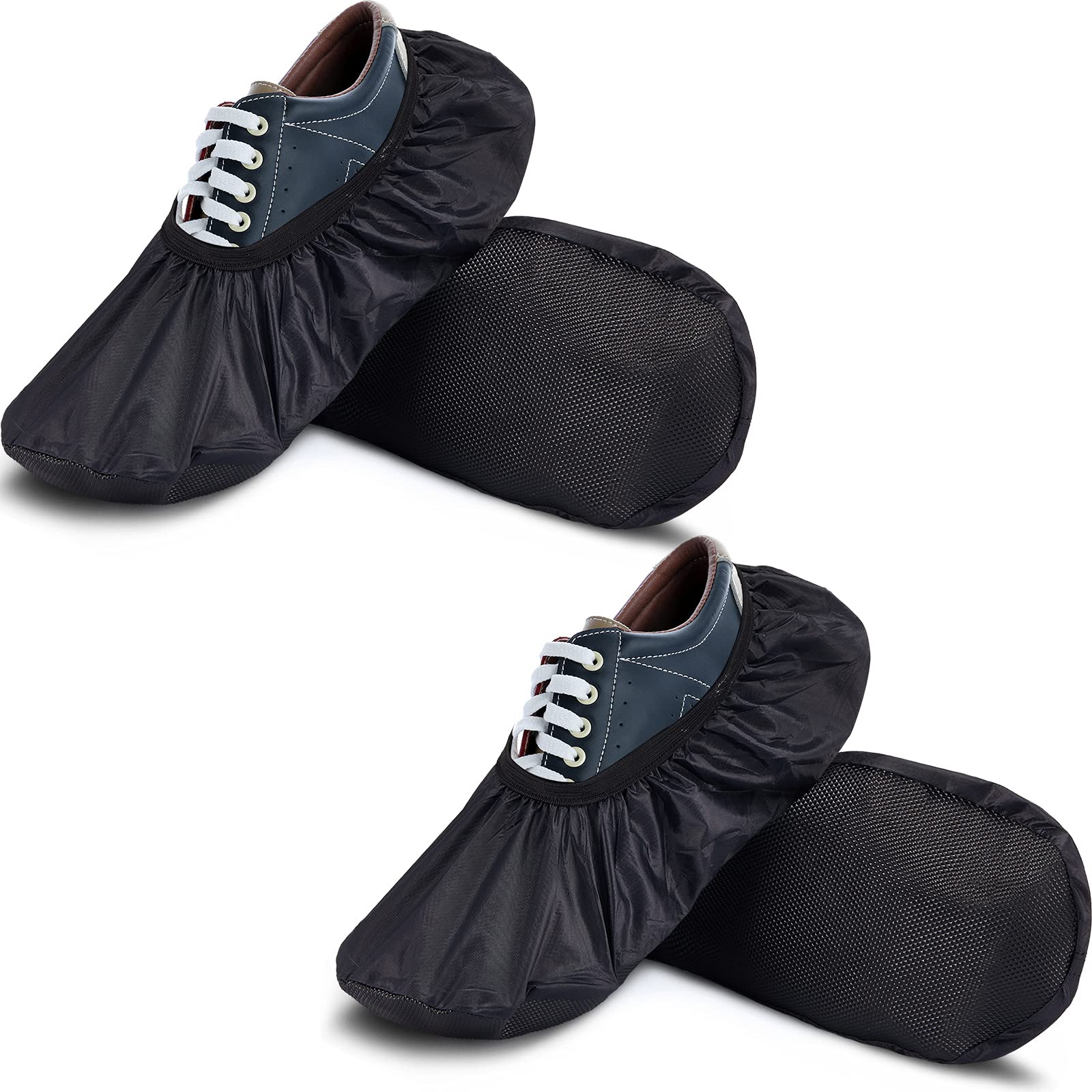 SATINIOR 4 Pcs Bowling Shoe Covers Non-Slip Protector Black Reusable,L