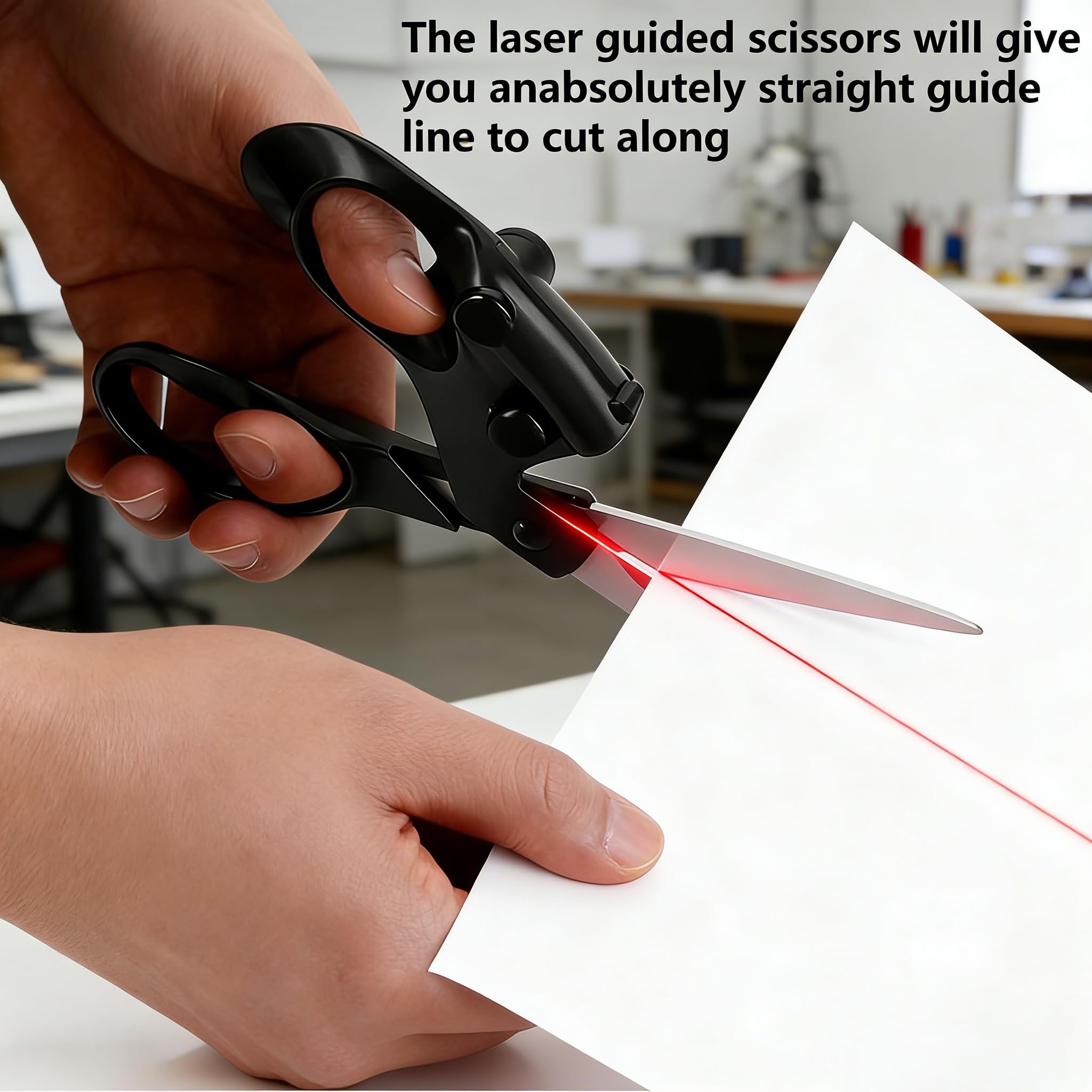 Forbici professionali guidate al laser per il taglio del tessuto, taglio dritto veloce con guida laser di precisione, forbici da cucire per trapuntare, artigianato, regalo con impugnatura ergonomica