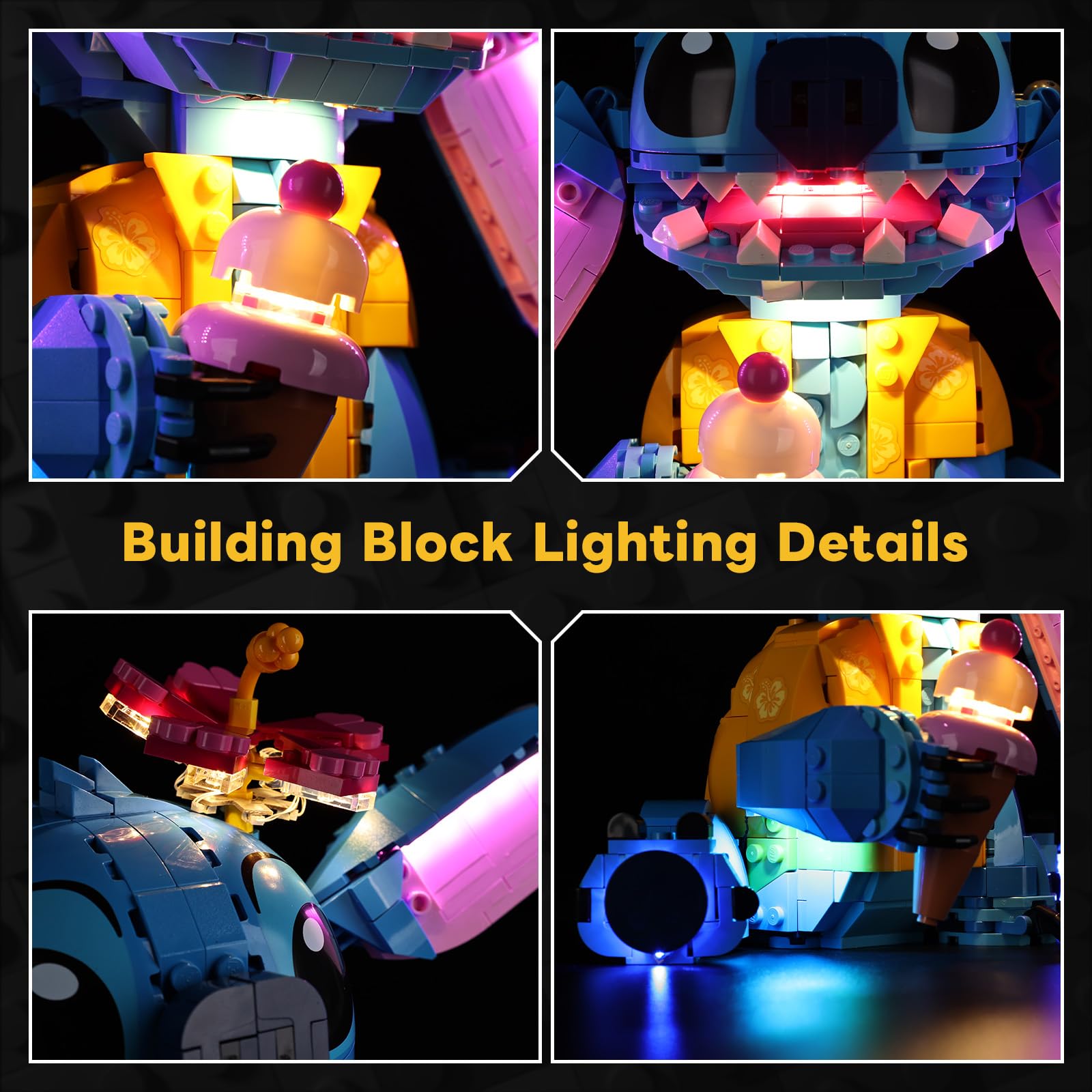 Kyglaring Led Licht Kompatibel mit Lego 43249 Stitch Bausteine, LED Beleuchtungszubehör für das Lego Stitch Kreative Modellset 43249 (Nicht Enthalten Modell)