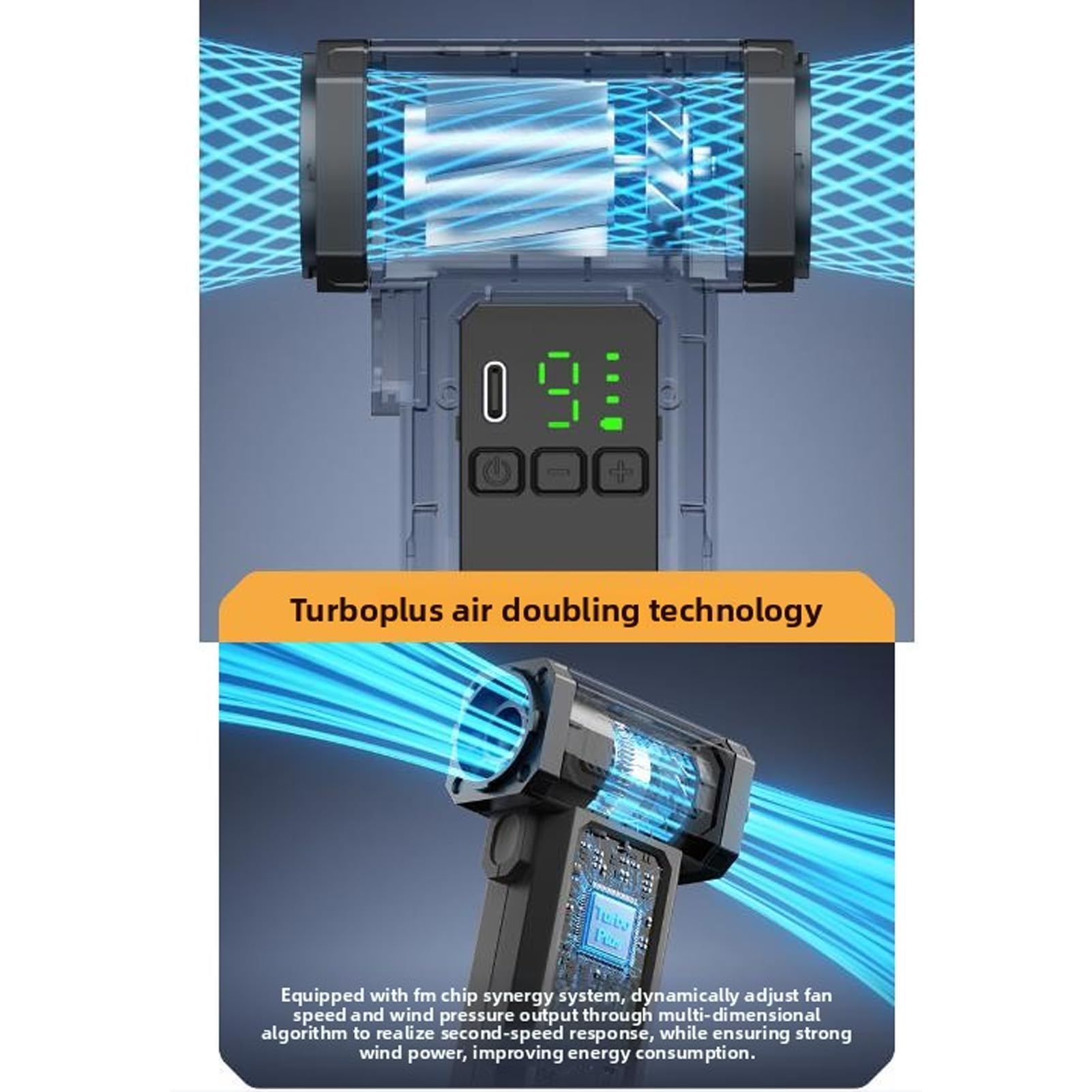 Spolverino ad aria compressa lvifloae con 9 marce e display LED (Nera)